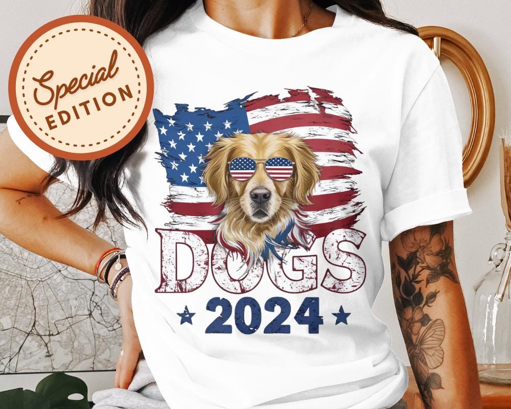 Patriotic Dogs 2024 Design T-Shirt USA 2024 Dog Lovers T-shirt