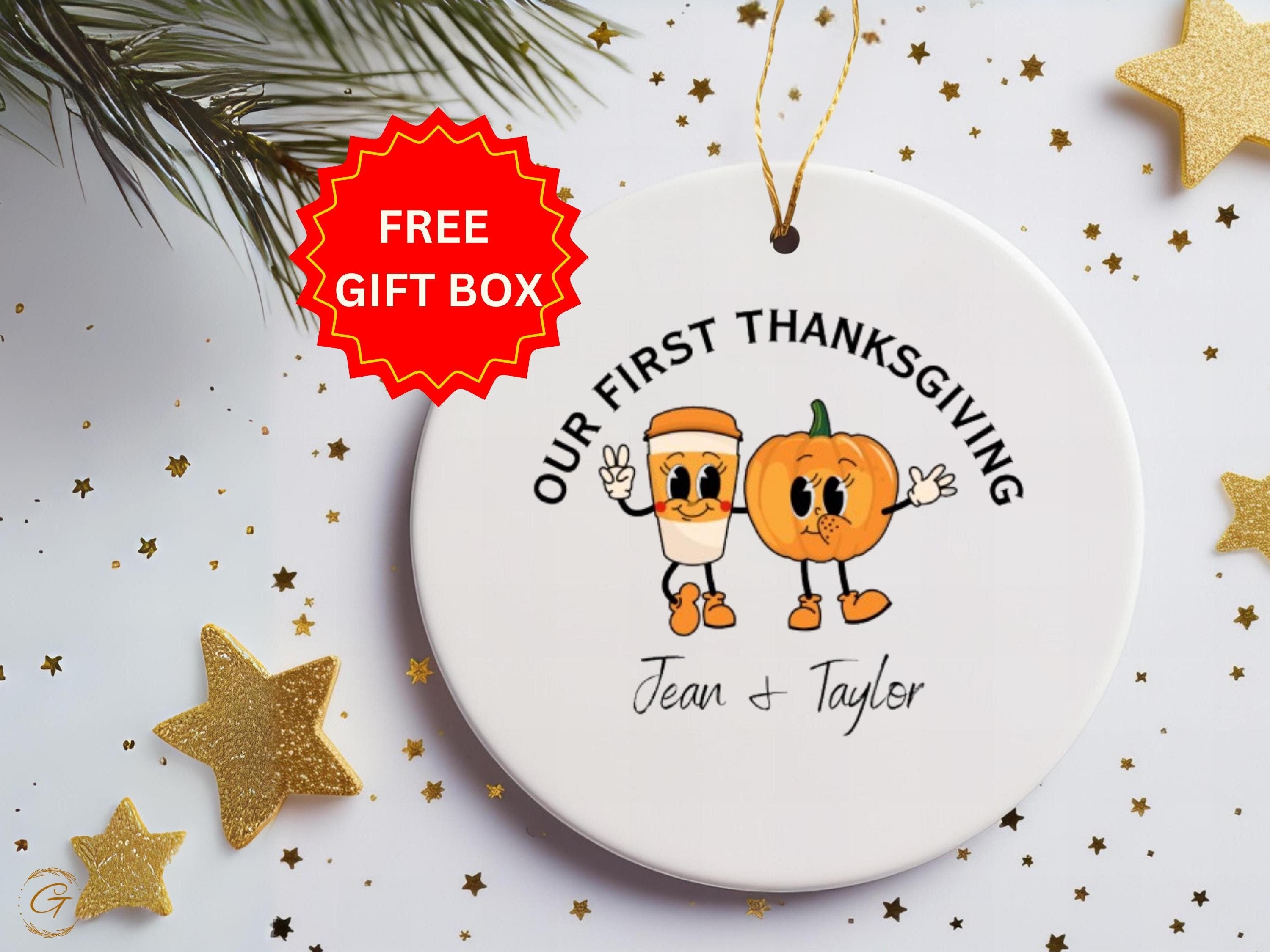 Couple's First Thanksgiving Ornament, Cute Coffee Pumpkin