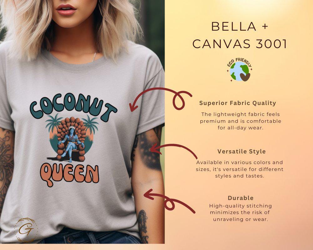 Coconut Queen T-Shirt, Tropical Graphic Tee, Island Vibes T-Shirt