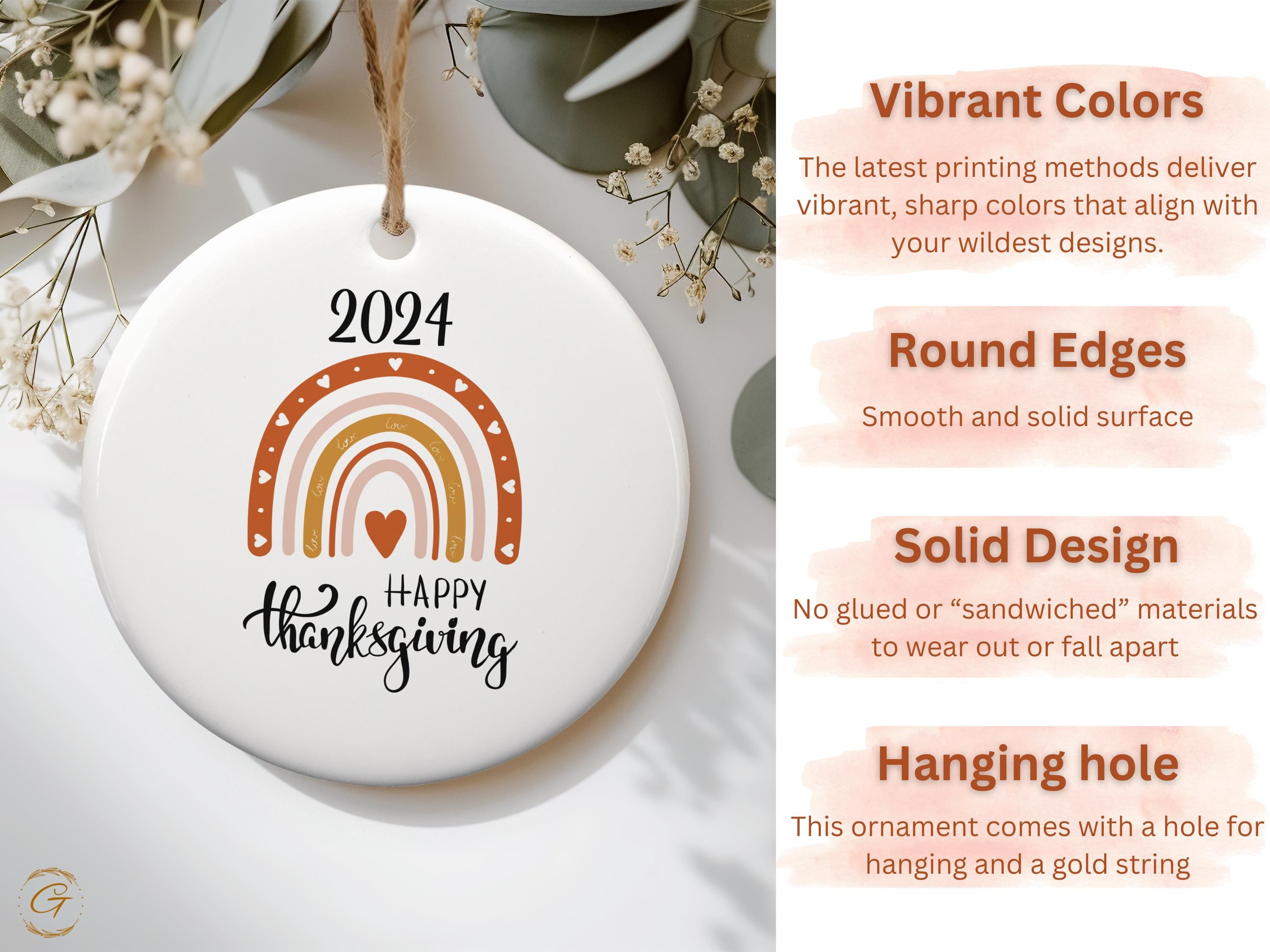 Rustic Thanksgiving Ornament 2024, Fall Harvest Decor, Happy Thanksgiving Rainbow, Seasonal Holiday Keepsake, Home Decoration Gift