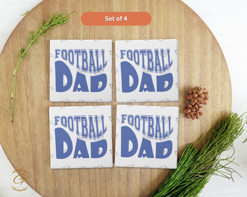 Football Dad Square Soapstone Coasters with Cork Backing