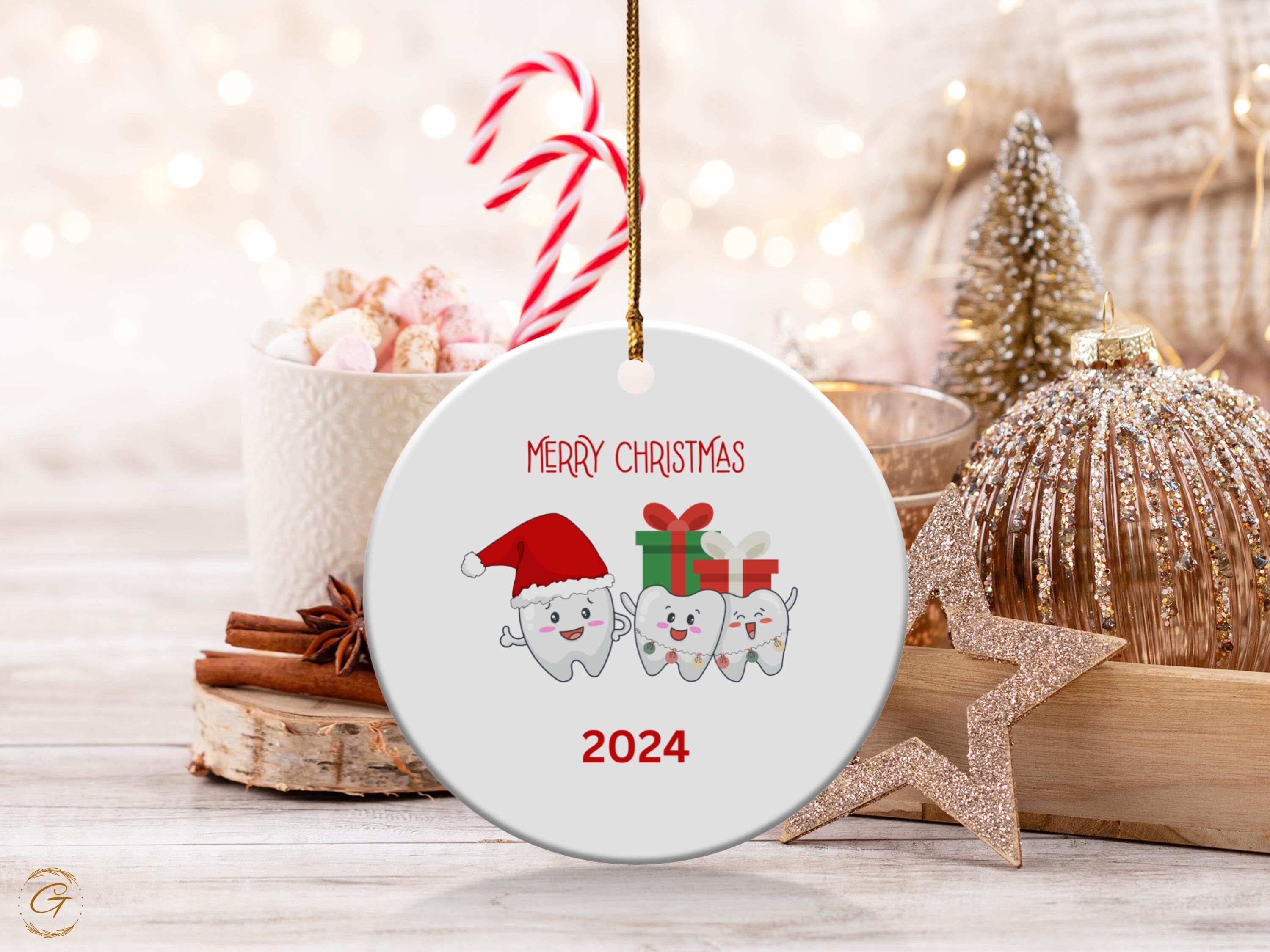 Dentist Christmas 2024 Ornaments, Cute Tooth Family Xmas Ornament