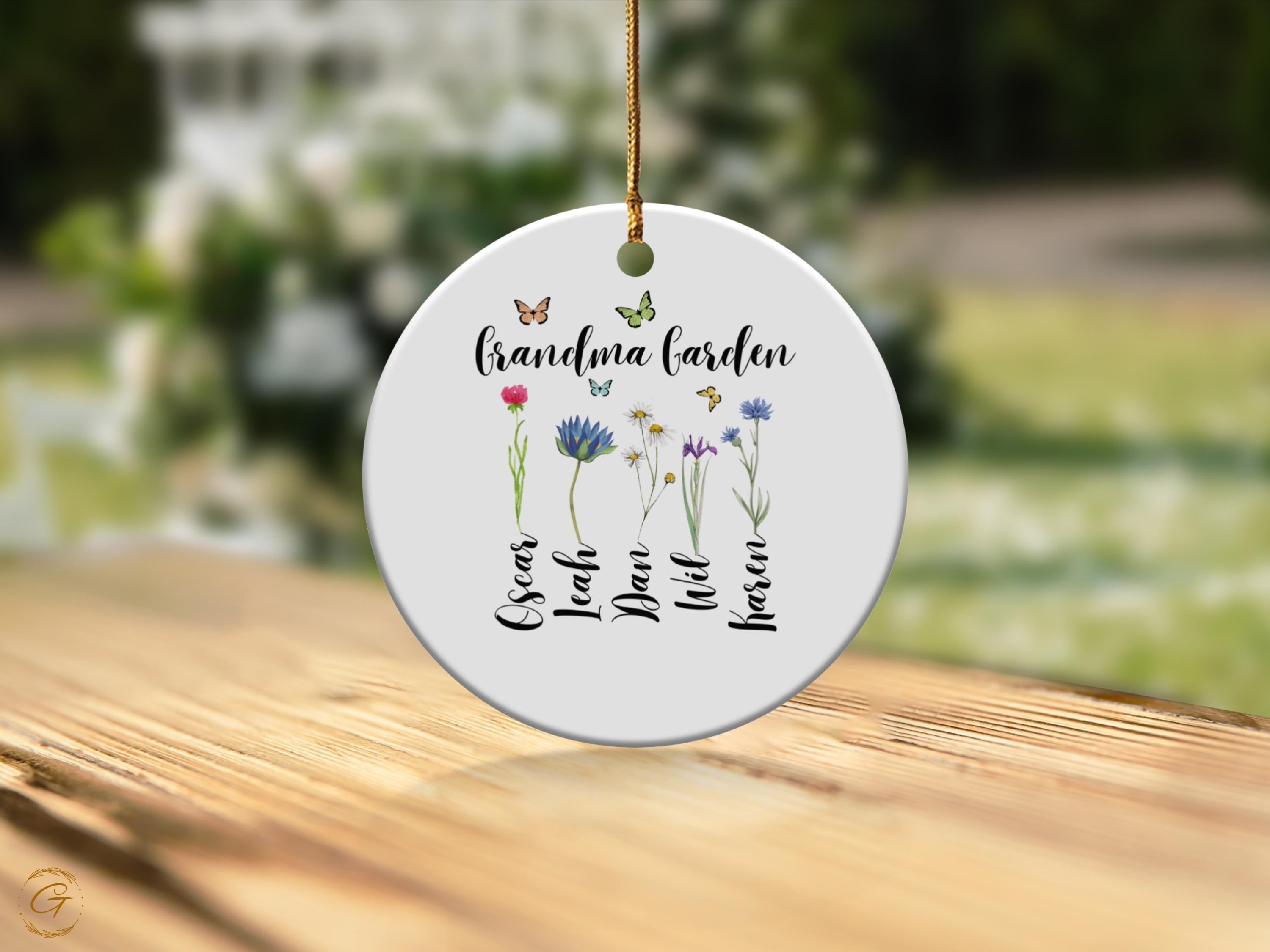 Custom Grandma Garden Ornament, Personalized Family Names Ornaments, Floral Design Keepsake, Unique Cute Gifts for Grandma, Special Occasion