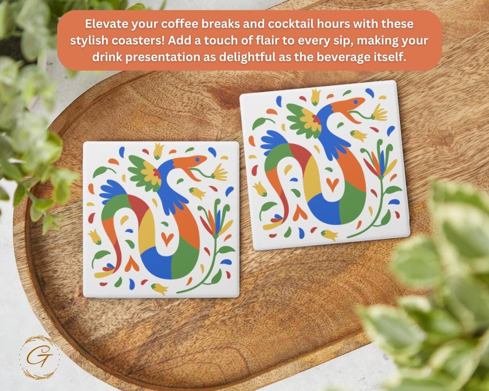 Dragon Vibrant Color Design Square Stone Coasters