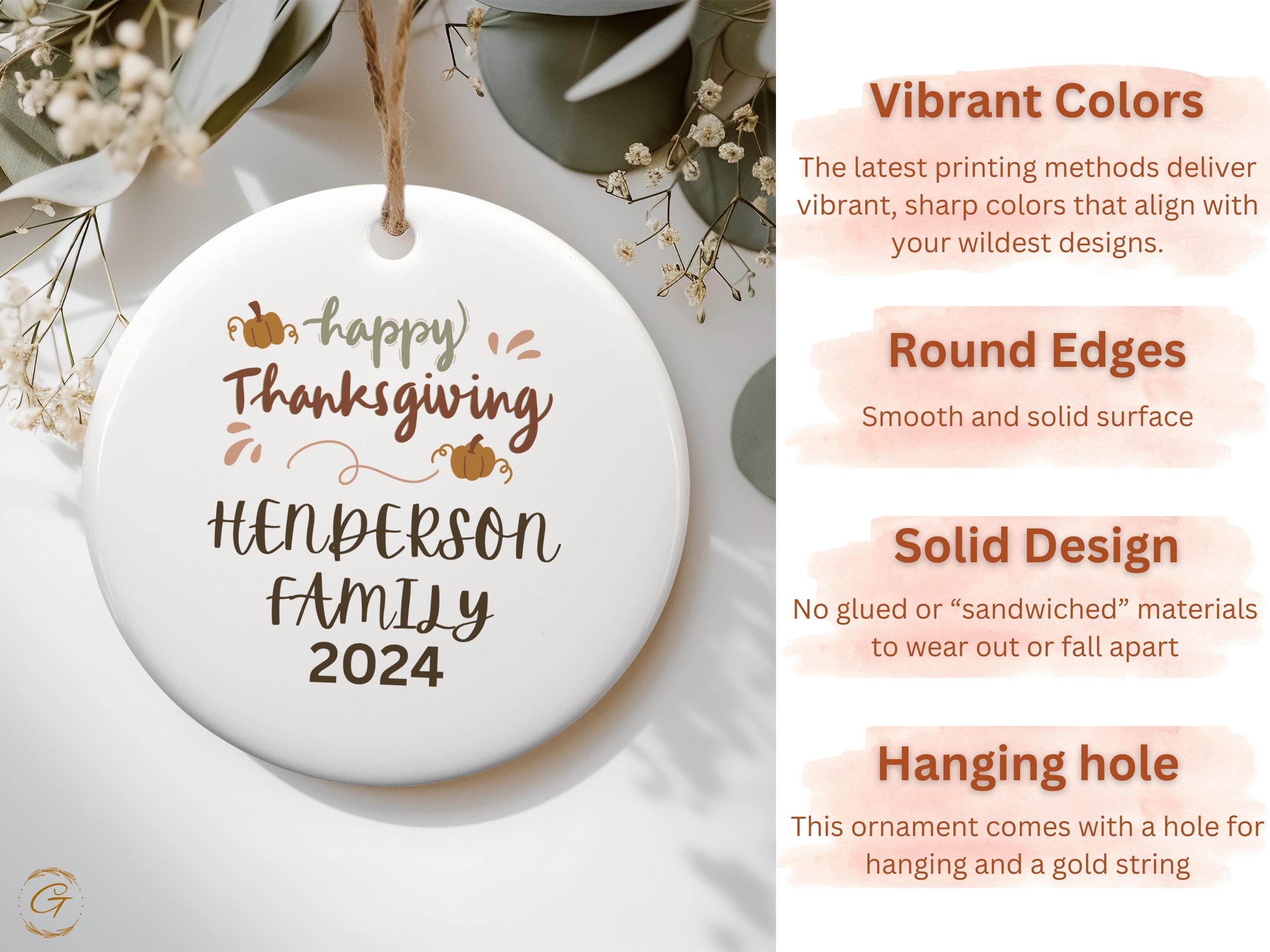 Personalized Family Thanksgiving Ornaments, Custom Thanksgiving 2024 Decoration, Thanksgiving Pumpkin Ornament, Custom Family Name Keepsakes