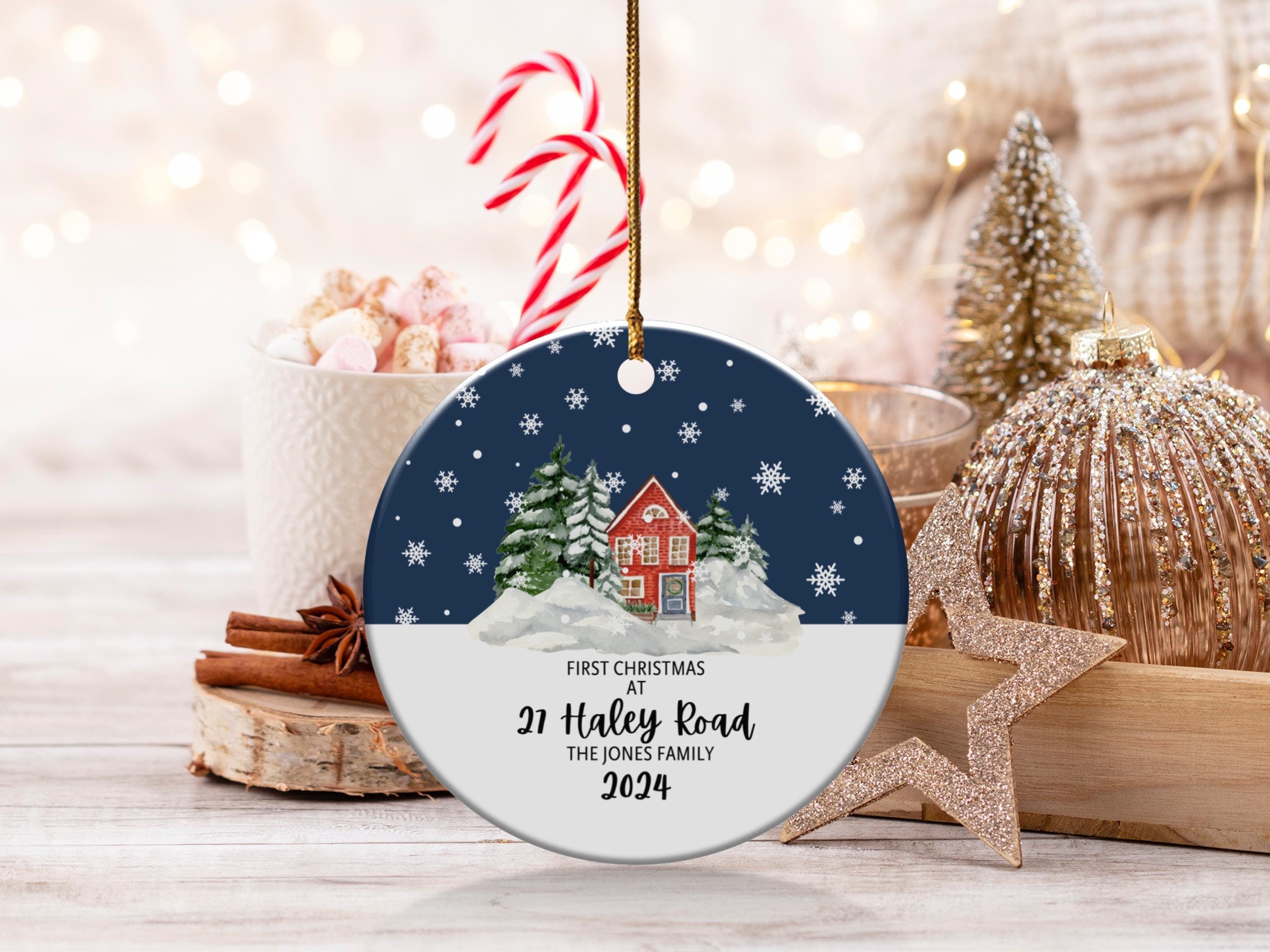Personalized First Christmas Ornament, Custom Address Holiday Decorations, Personalized Housewarming Gift Family Keepsakes 2024, Home Decors