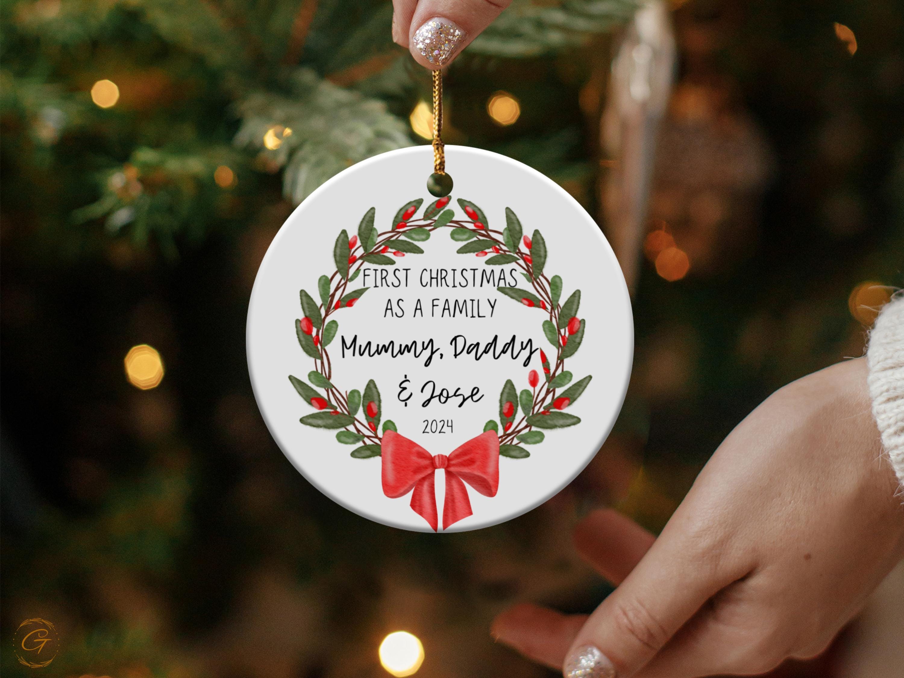 Custom First Christmas Family Ornament Wreath 2024