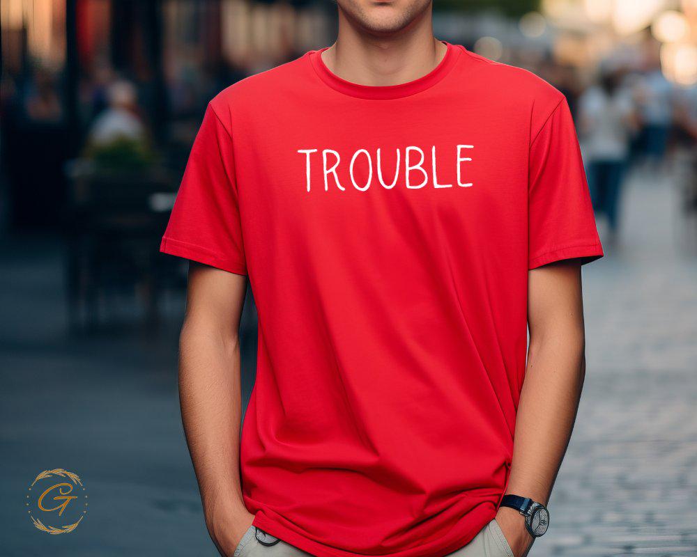 Typography Graphic T-Shirt Trouble Tee