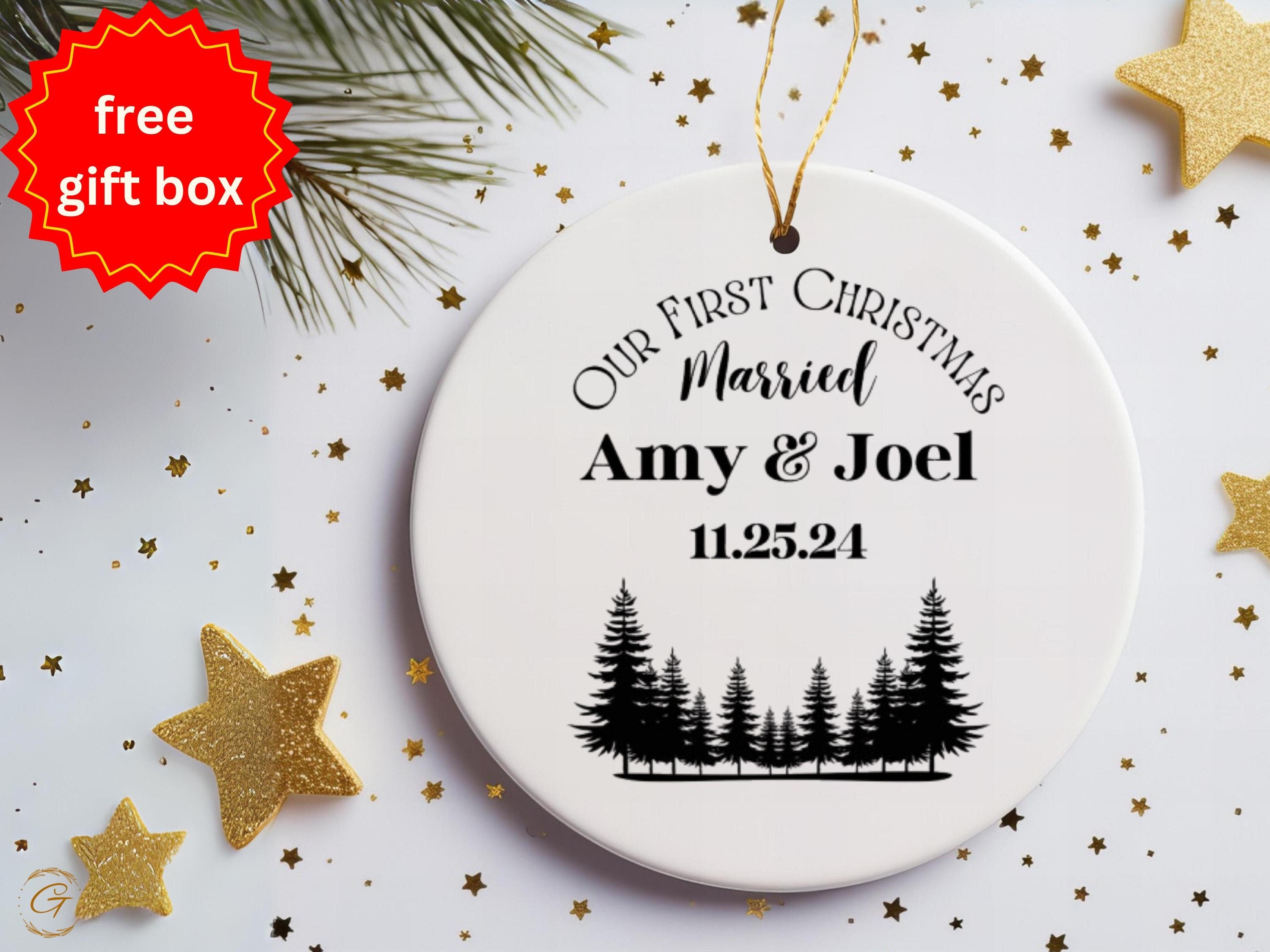 Personalized First Christmas Ornament, Married Personalized Ornament, Custom Tree Design Ornament Keepsake Newlywed Gift, Ideal Married Gift