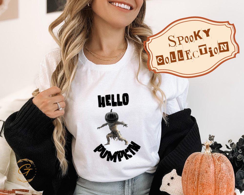 Halloween 'Hello Pumpkin' Head T-Shirt, Spooky Season Tee