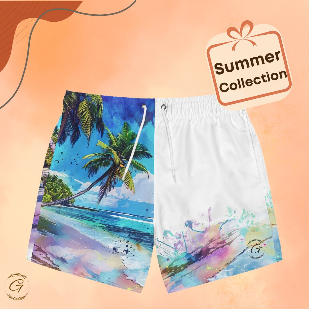 Colorful Tropical Beach Swim Shorts
