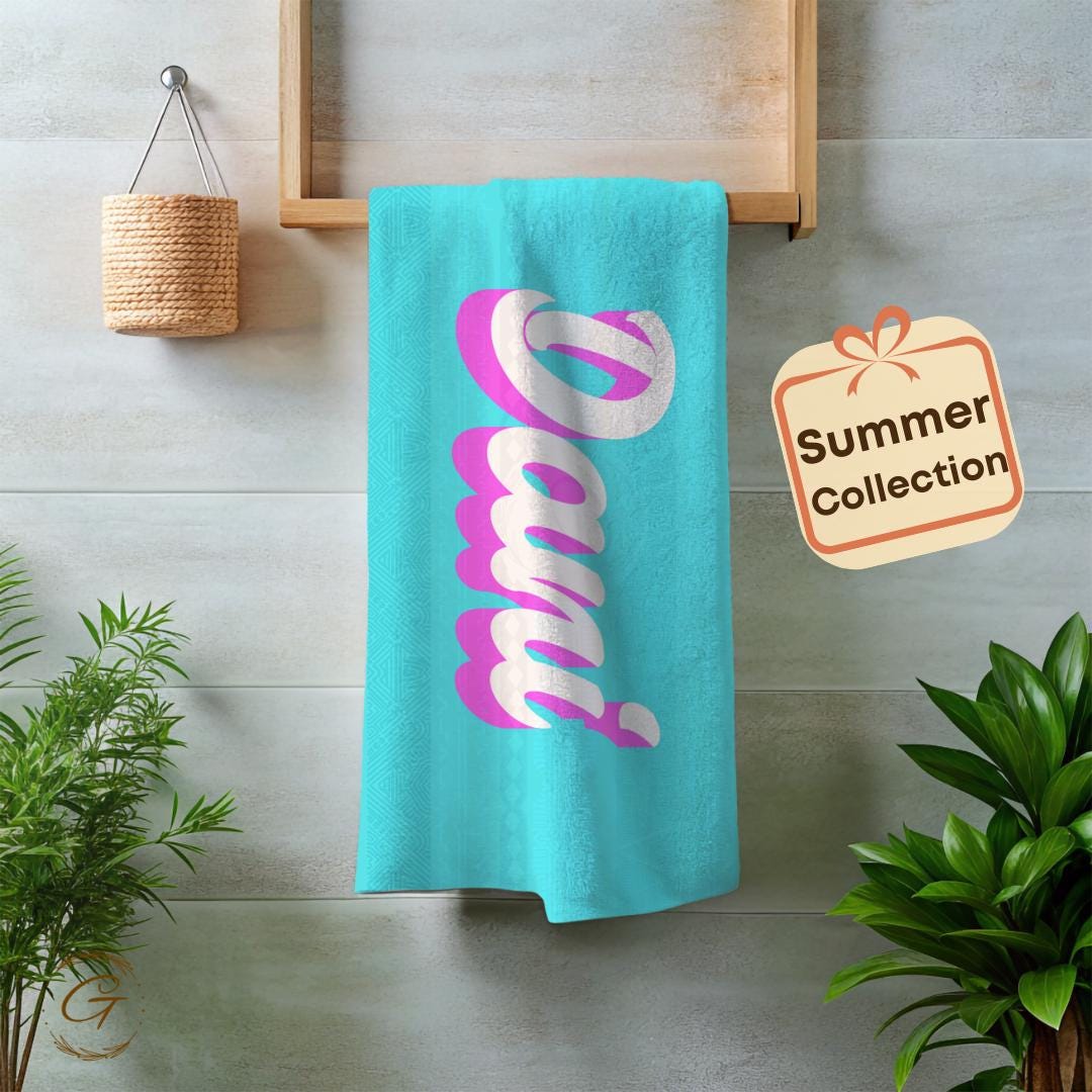 Colorful Beach Towel with Custom Name