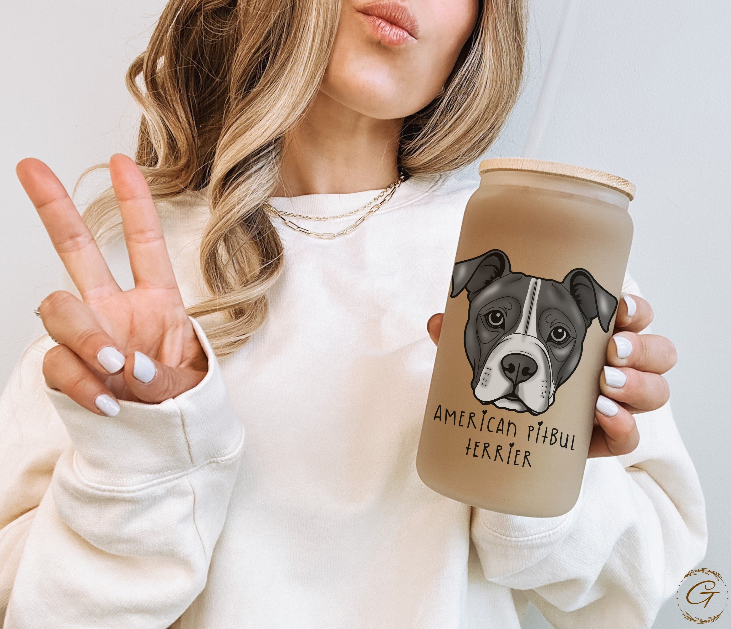 Frosted Glass Tumbler with American Pitbull Terrier Design, Customizable Name Perfect for Pet Lovers and   For Daily Use and Pet Owner Gifts