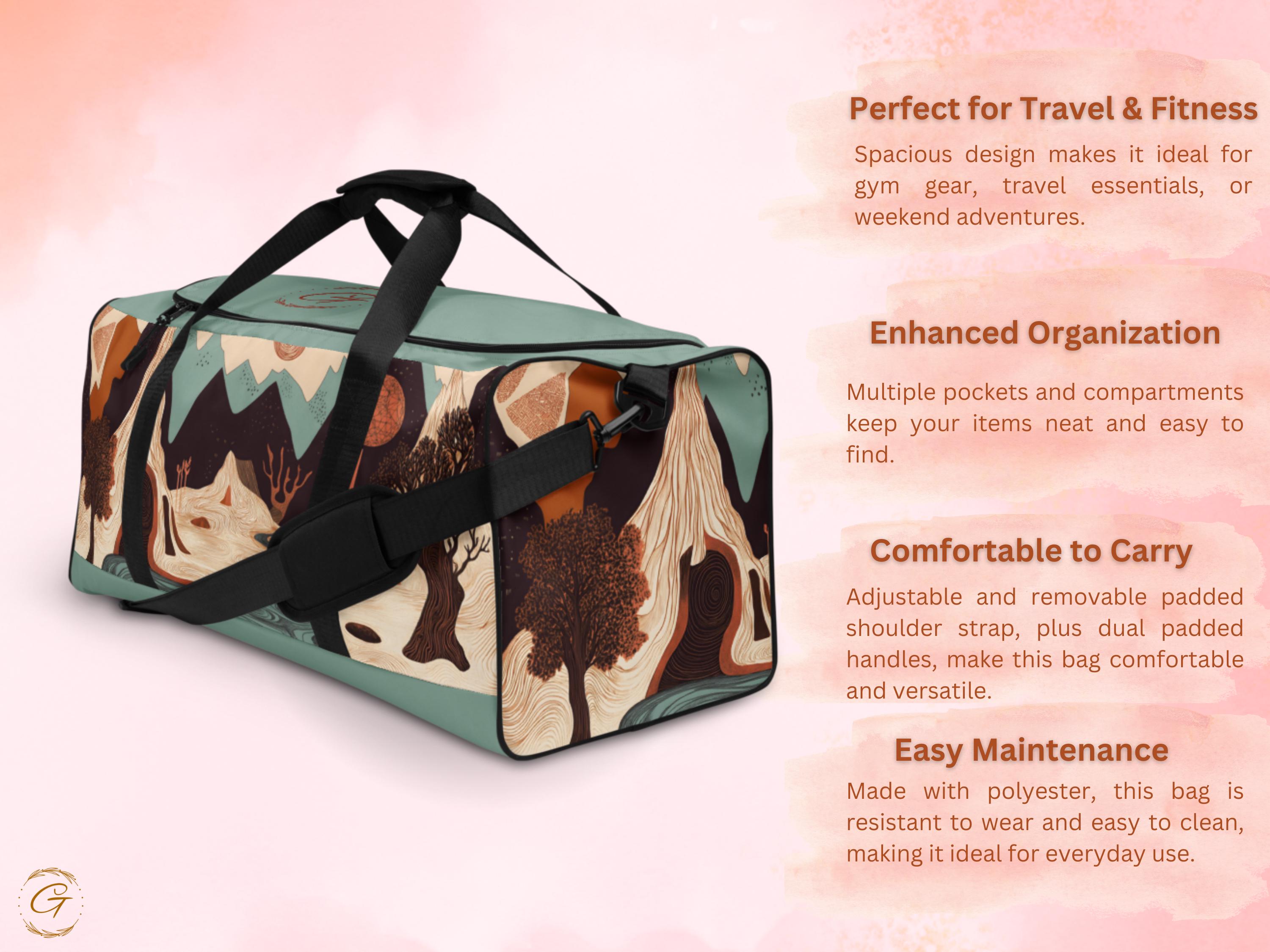 Abstract Nature AOP Design Duffel Bag - Stylish Gym, Travel, Sports, or Weekend Bag - Durable, Spacious, Lightweight, Trendy Floral Art Bags