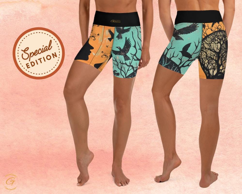 Crow Tree Design Yoga Shorts  High-Waisted Stretchy Activewear