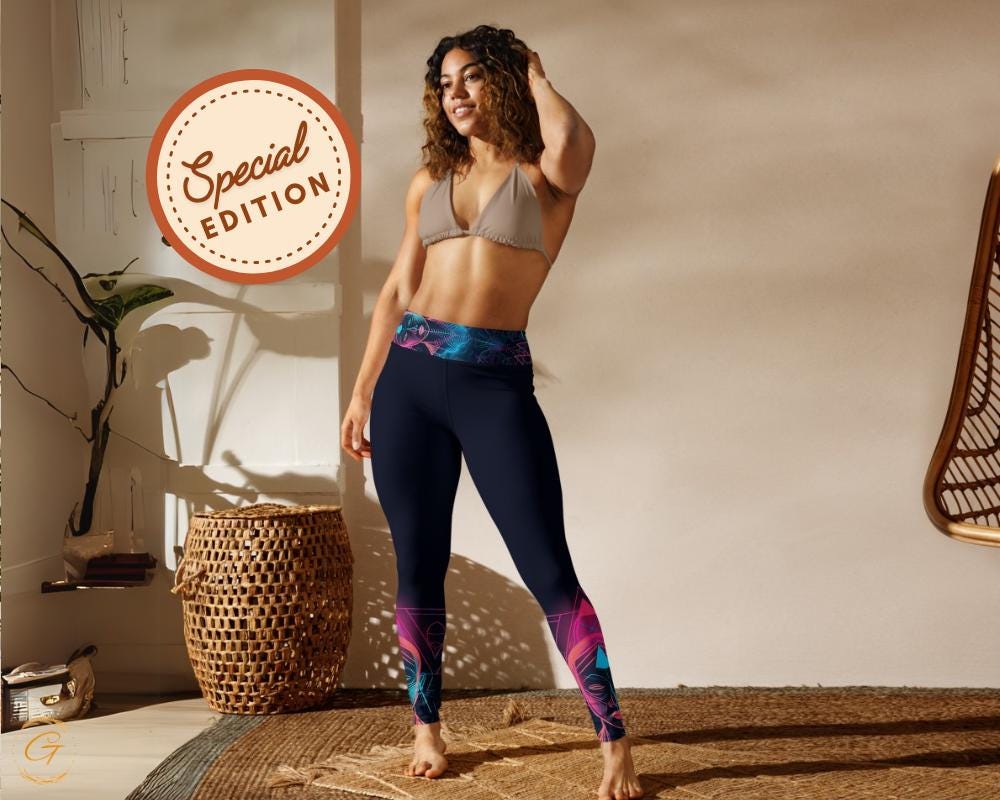 Neon Lines AOP Design Yoga Shorts and Leggings, Comfy High Quality Activewear Perfect for Workouts Yoga and Everyday Stretchy Fabric Apparel