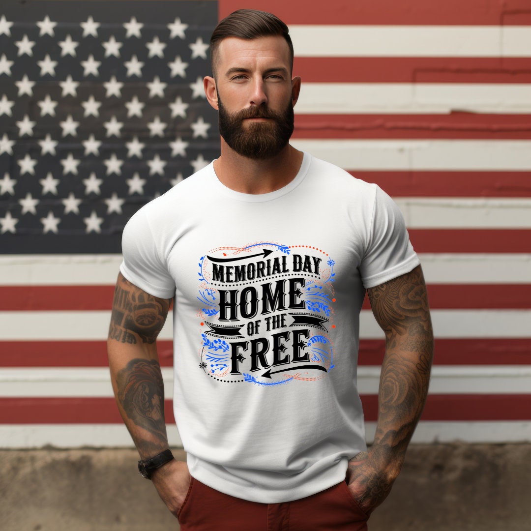 Memorial Day "Home of the Free" T-Shirt – Patriotic American Flag Graphic Tee