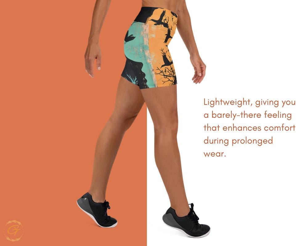 Crow Tree AOP Yoga Shorts High-Waisted Halloween Activewear