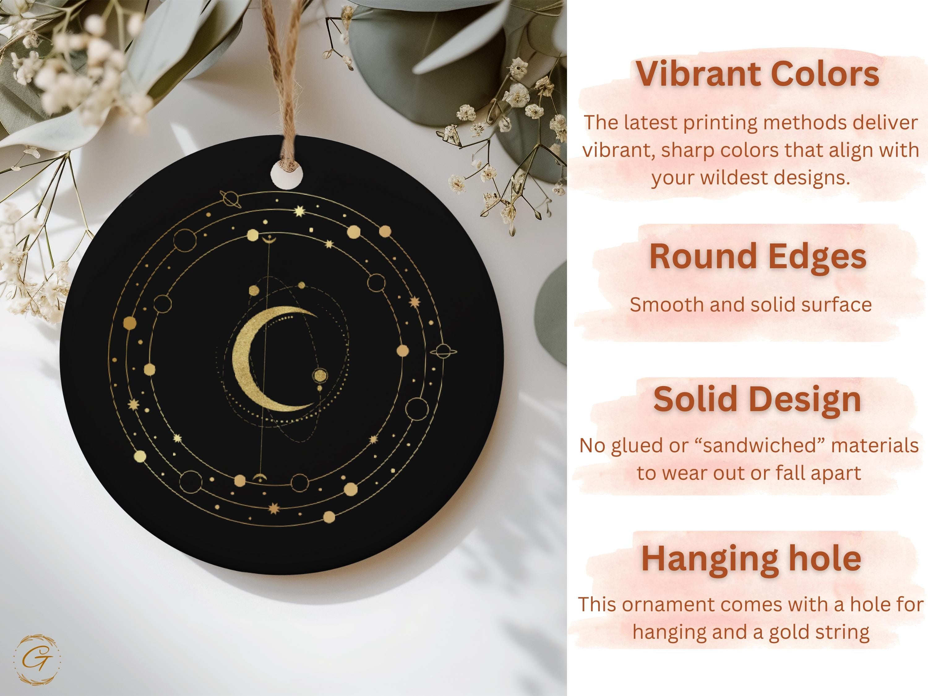 Celestial Moon Phase Ornament, Astronomical Home Art Decor
