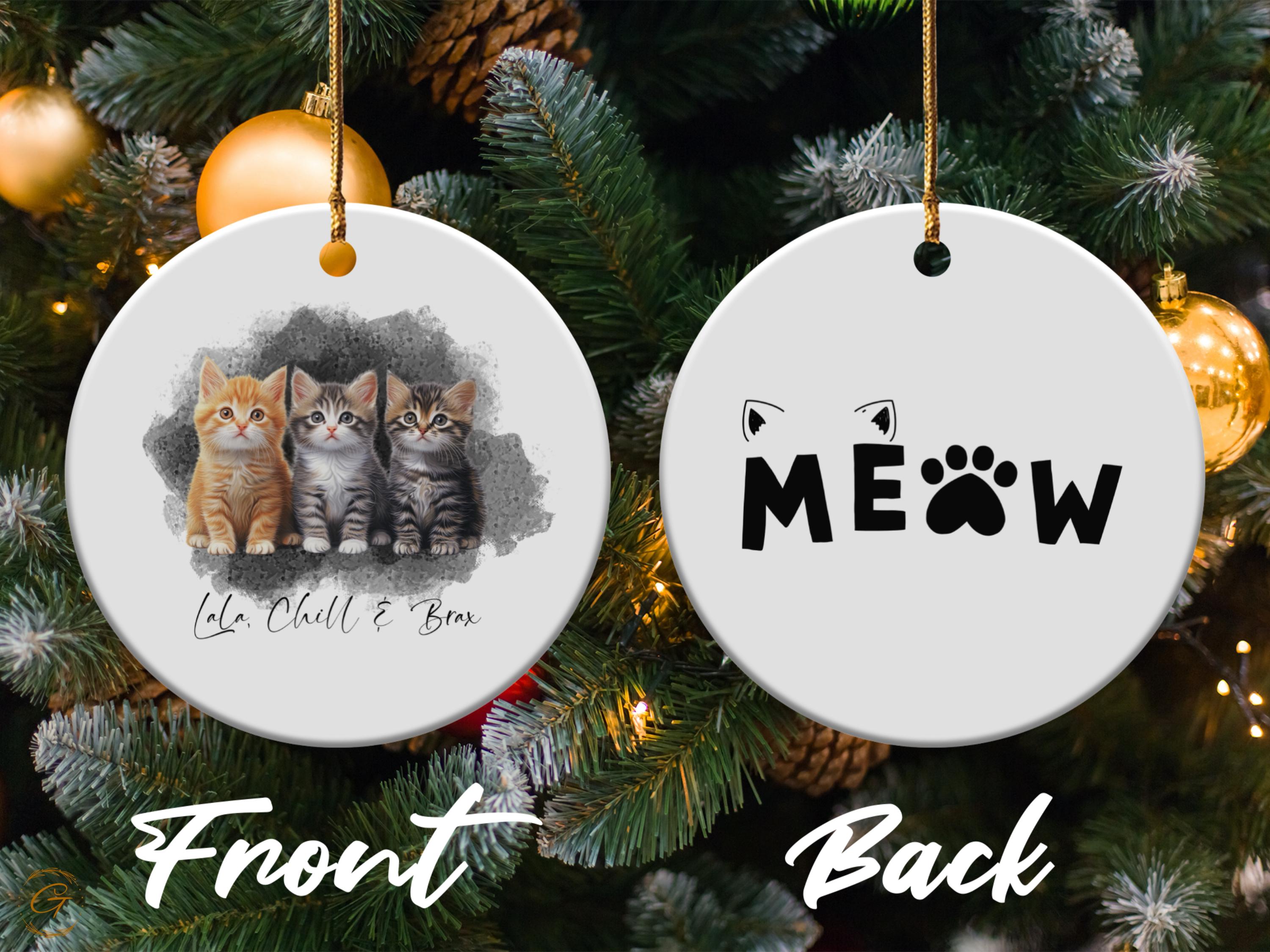 Custom Cute Kitten Trio Pet Ornament, Playful Cat Home Decor, Adorable Cat Lover Gift, Perfect Pet Lovers Keepsake, Whimsical Cat Decoration