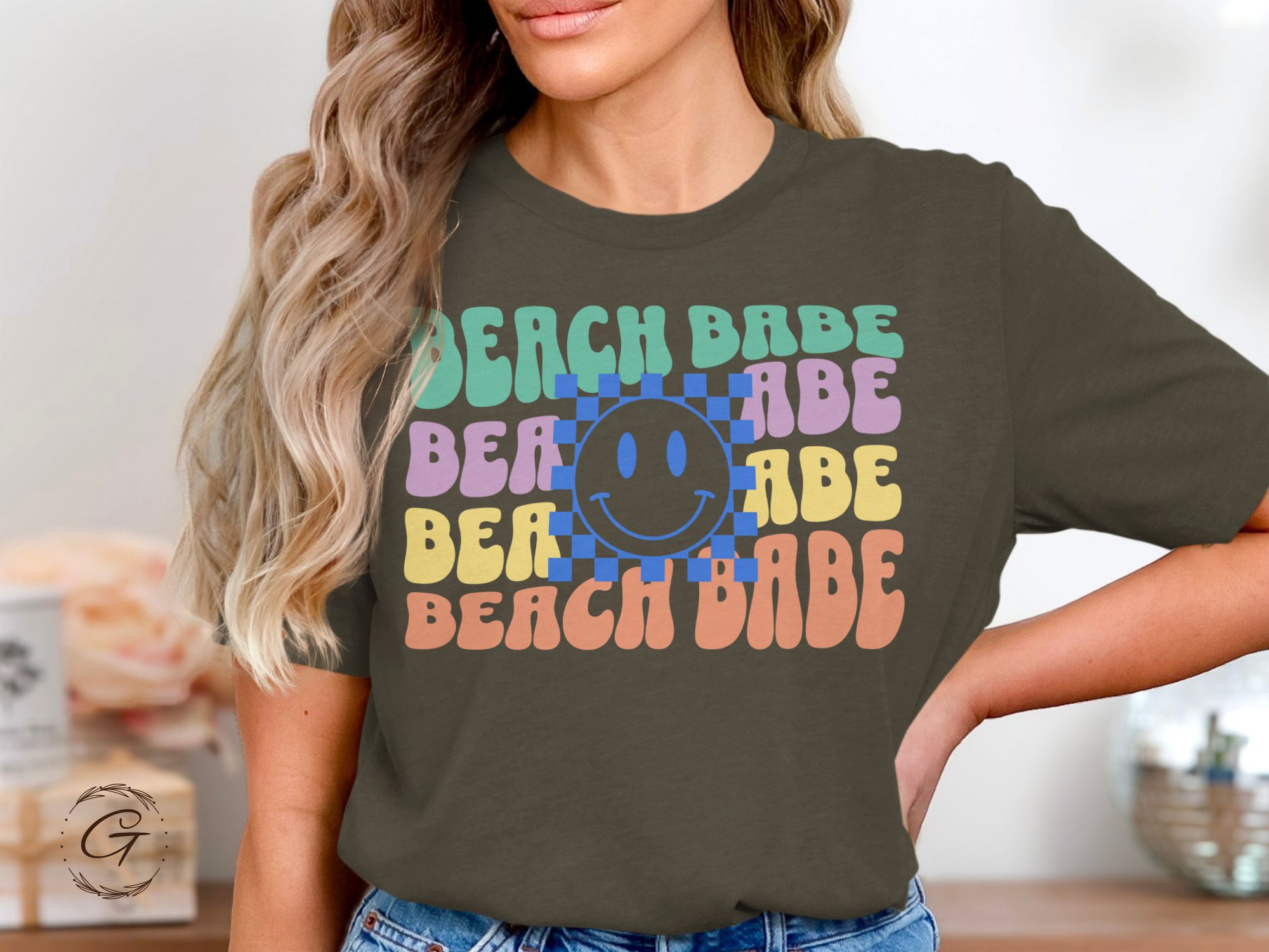 Colorful Beach Babe Graphic Tee Shirt product type