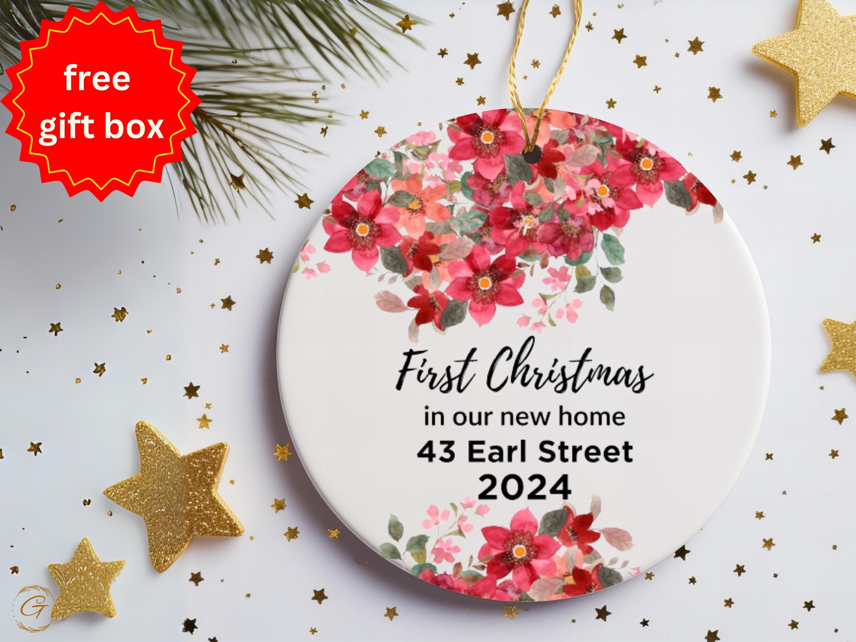 Personalized Christmas Ornament, Our First Christmas Holiday Keepsake, Floral Design Keepsake, 2024 New Home Decoration, Custom Holiday Gift