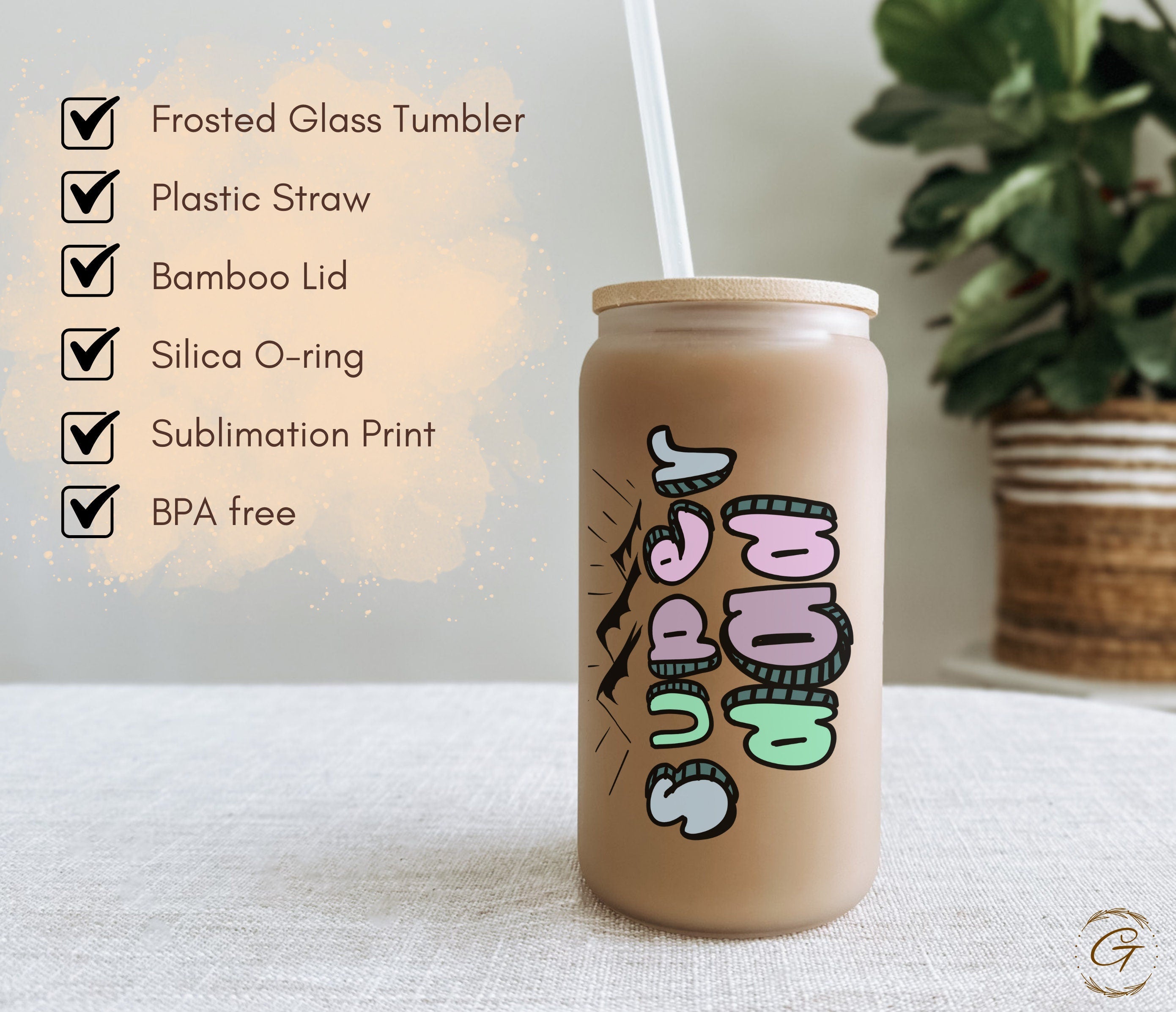 Super Daddy Personalized Frosted Glass 16oz Cup - Daily Use Father's Day
