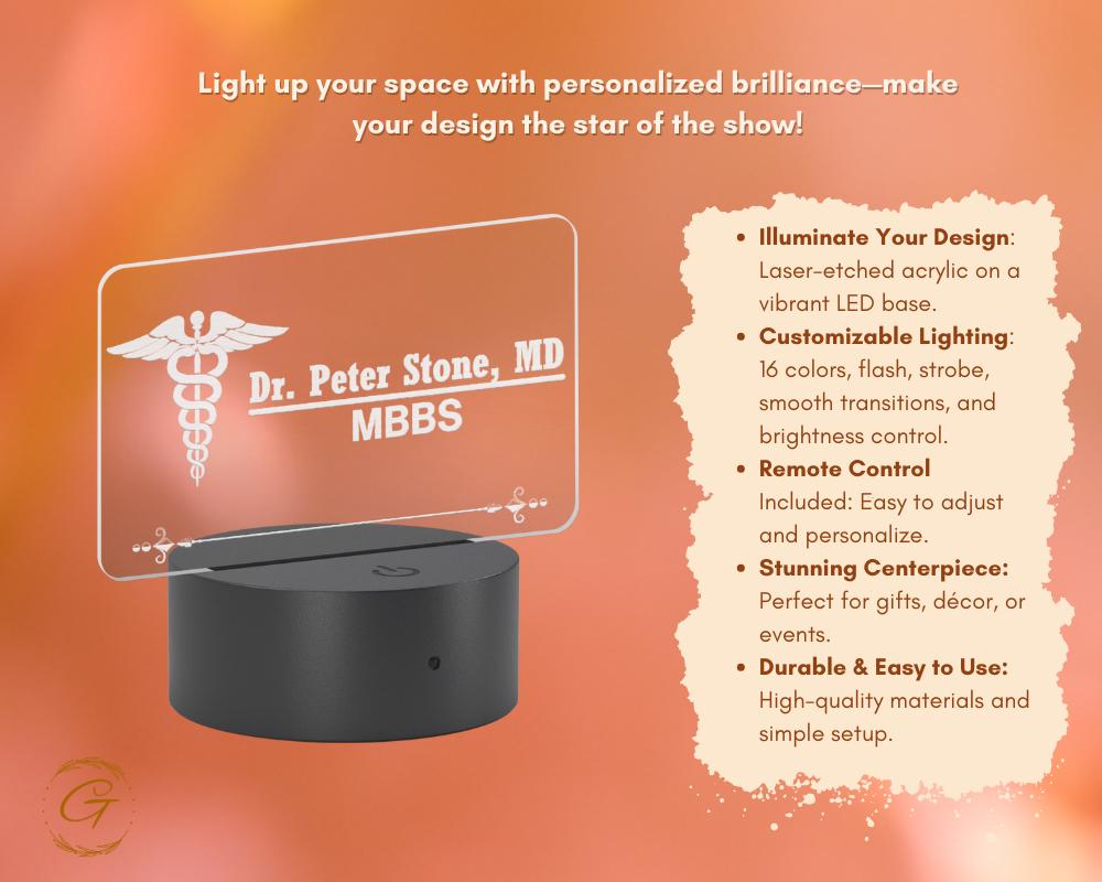 Profession Name Plate Acrylic LED Light
