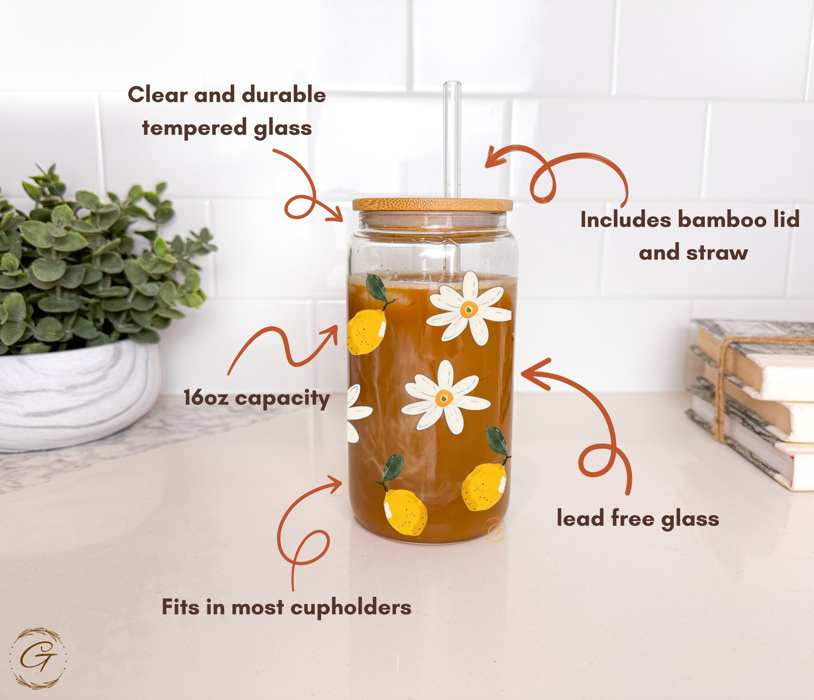 Cute Daisy and Lemon Pattern Tumbler