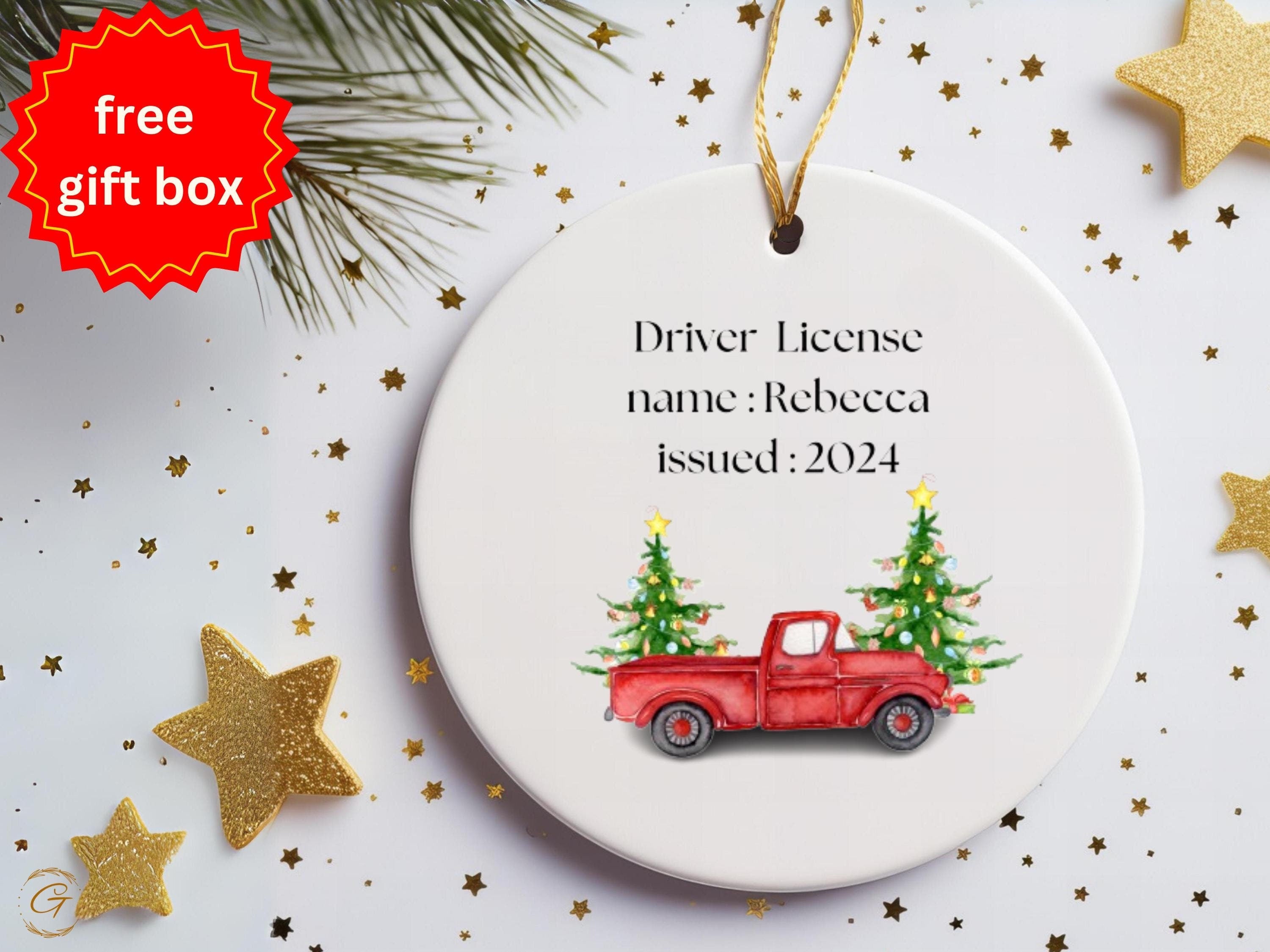 Personalized Christmas Drivers License Ornament, New Driver Gift Holiday Keepsake, Custom Name and Year Décor Christmas Gift for New Drivers