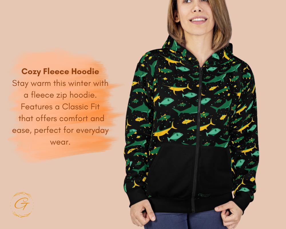 Fishing Design Unisex Zip Hoodie All-Over Print