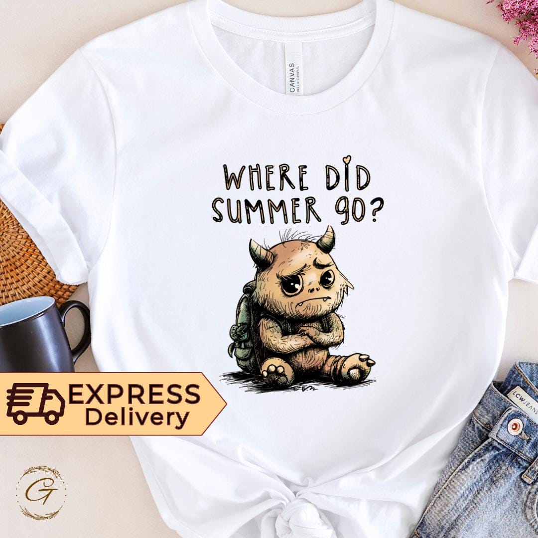 Funny Summer Sad Monster T-Shirt, End of Summer Graphic Tee
