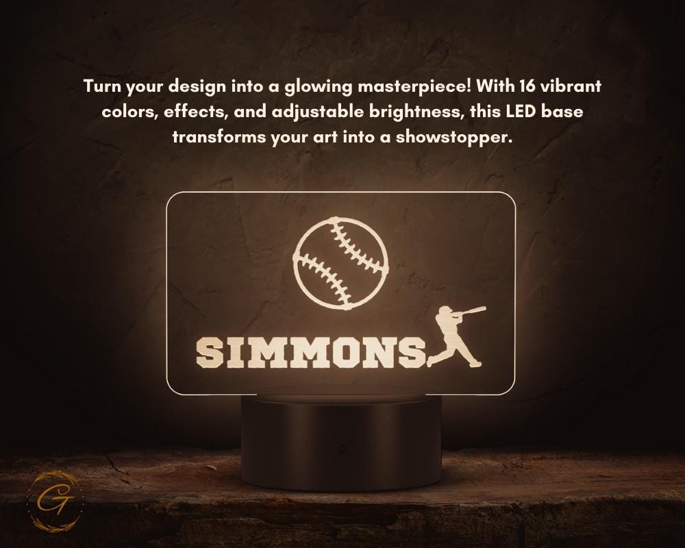 Baseball Personalized Name and Sports Name Plate Acrylic LED Sign