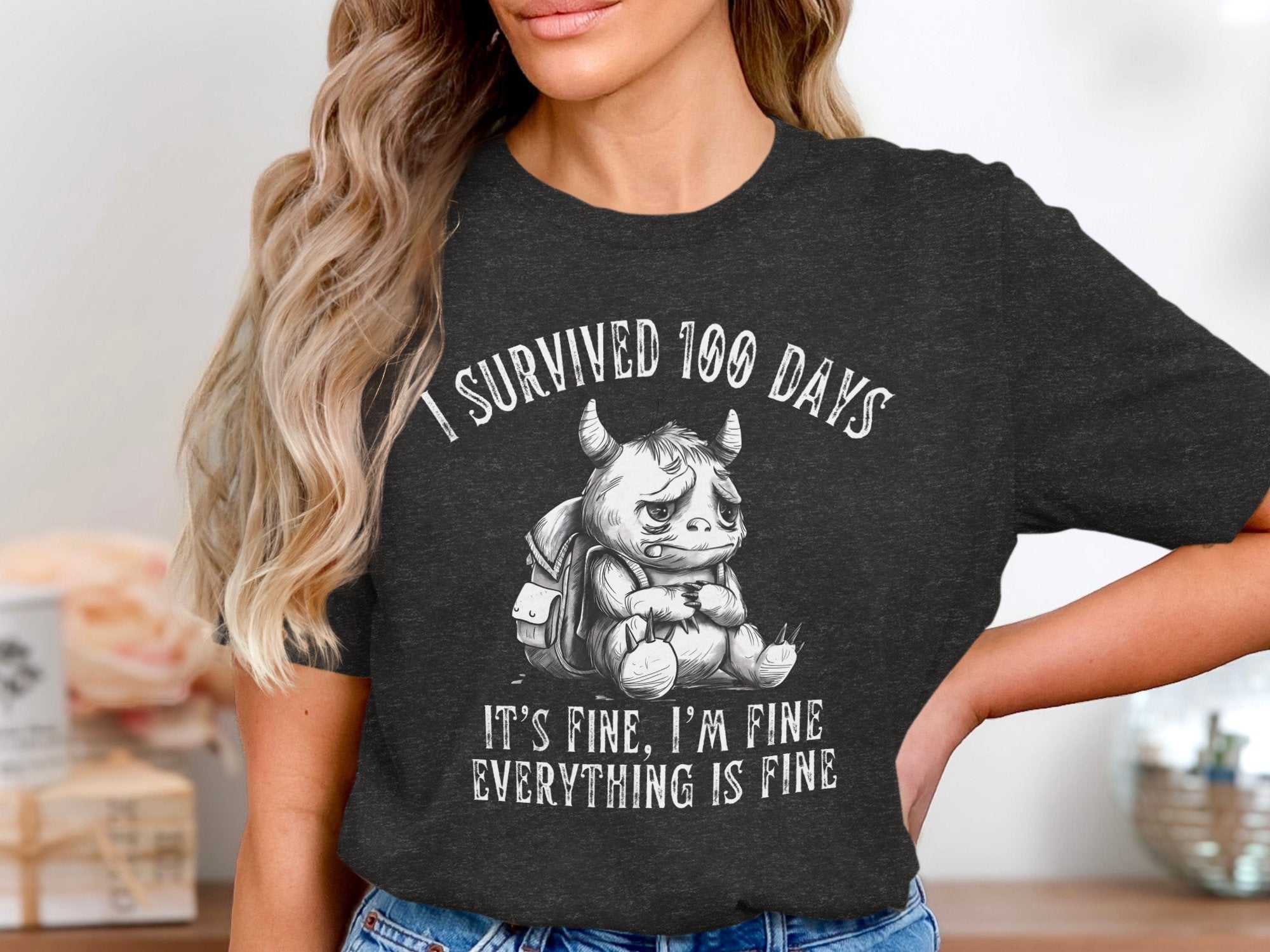 Funny I Survived 100 Days Everything Is Fine Shirt product