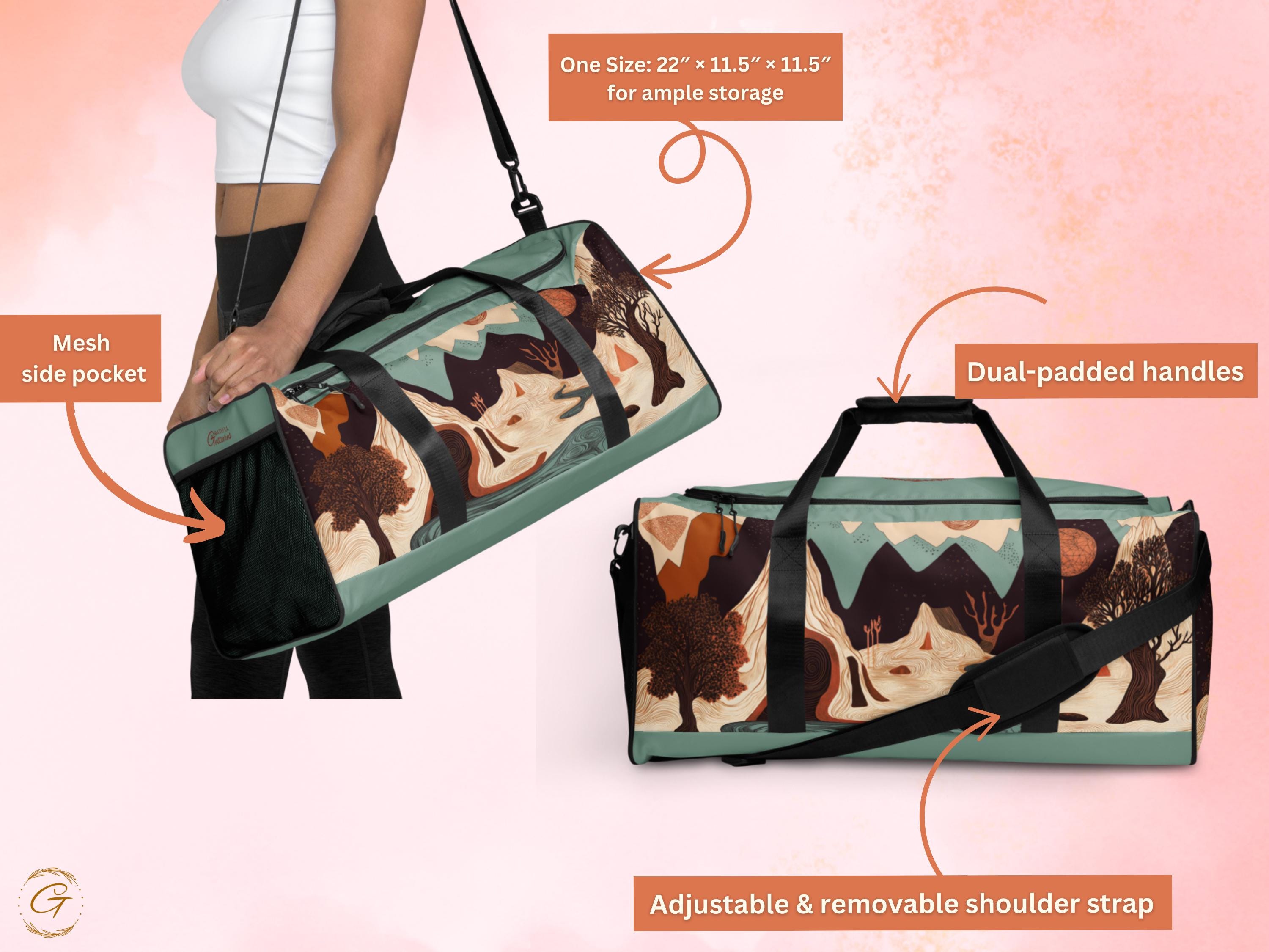 Abstract Nature AOP Design Duffel Bag - Stylish Gym, Travel, Sports, or Weekend Bag - Durable, Spacious, Lightweight, Trendy Floral Art Bags