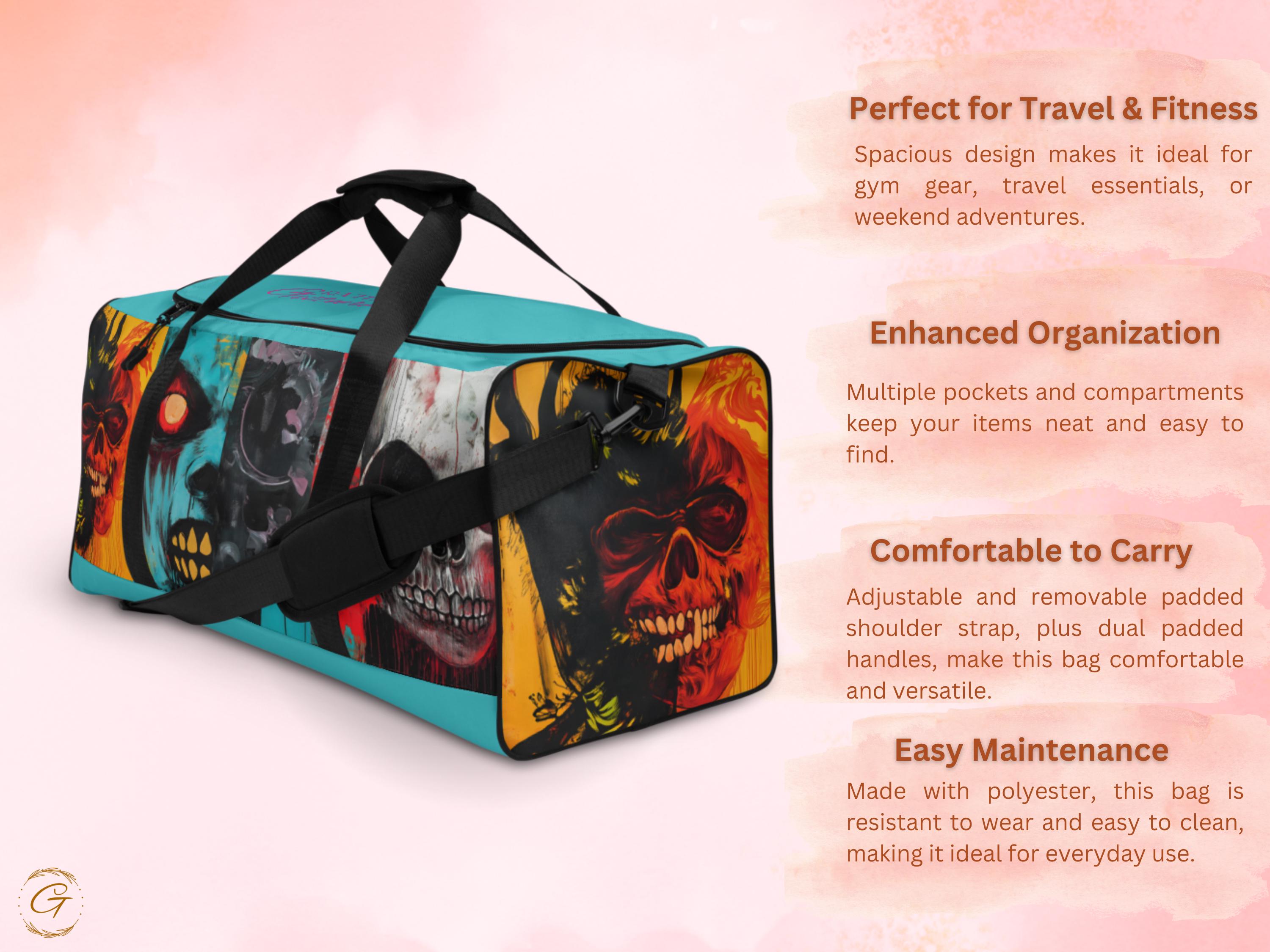 Skull AOP Duffel Bag :Unique Zombie Art Gym Bag