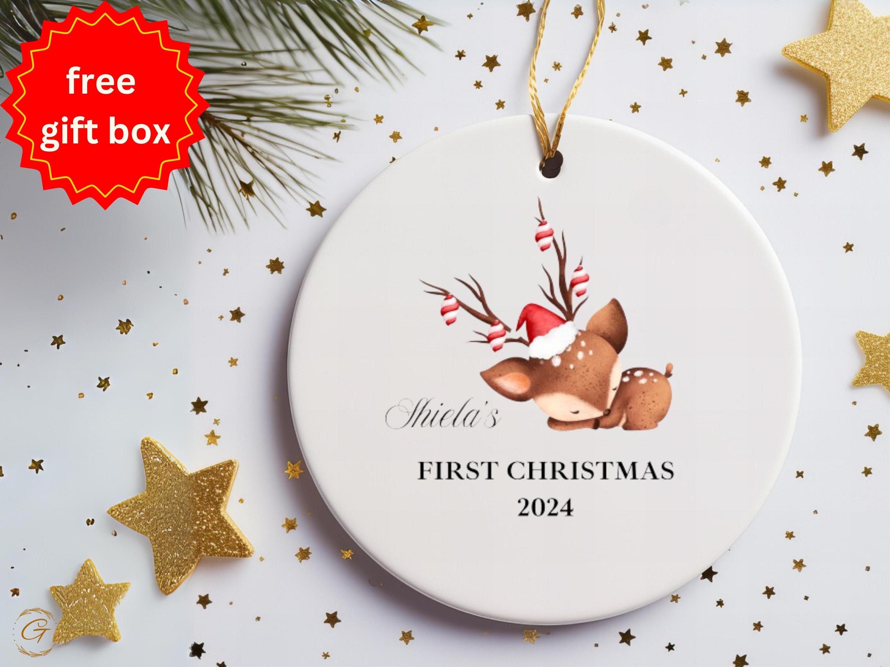 Personalized Reindeer Ornaments, First Christmas 2024, Personalized Deer Christmas Ornaments, Adorable Baby Reindeer Keepsake, Holiday Gifts