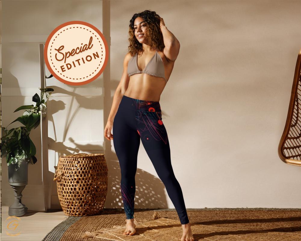Retro AOP Futuristic Yoga Leggings & Shorts | Sci-Fi Workout Pants for Women | High-Waisted Activewear | Space-Themed Compression Yoga Tight