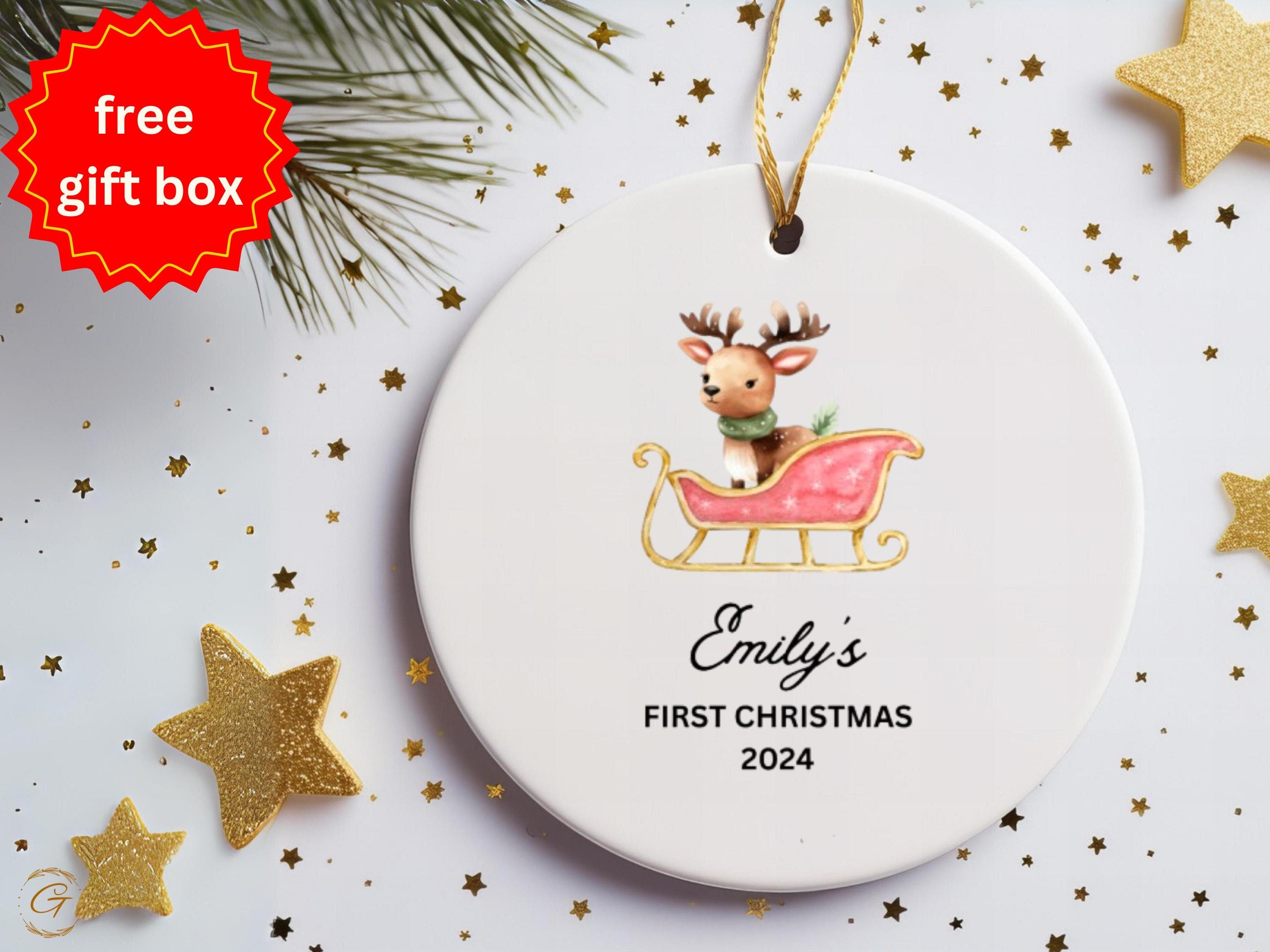 Custom Baby First Christmas Ornament 2024, Personalized Reindeer Christmas Ornament, Custom Baby Christmas Keepsake, Holiday Decoration Gift
