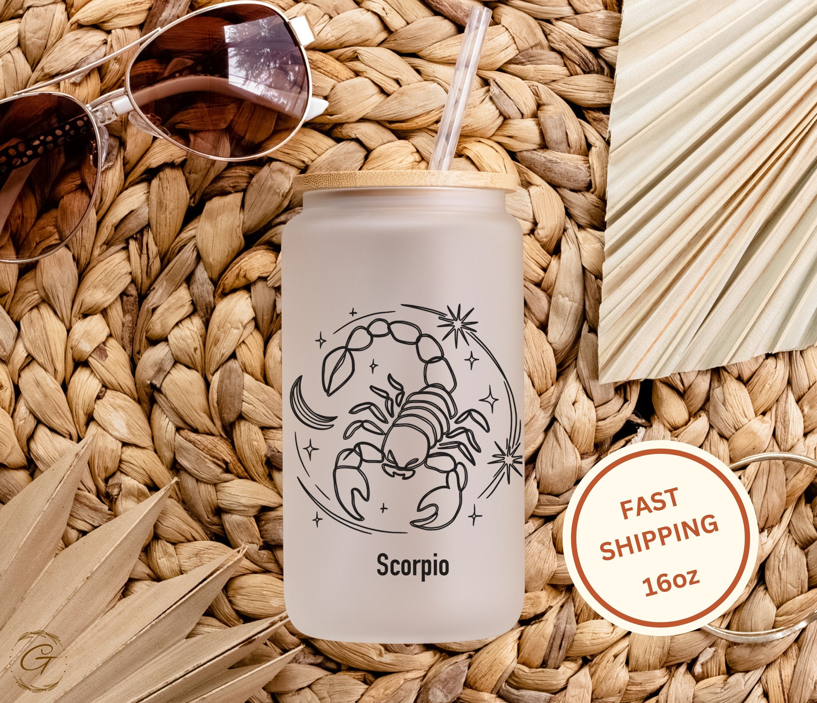 Scorpio Zodiac Sign Frosted Glass Cup