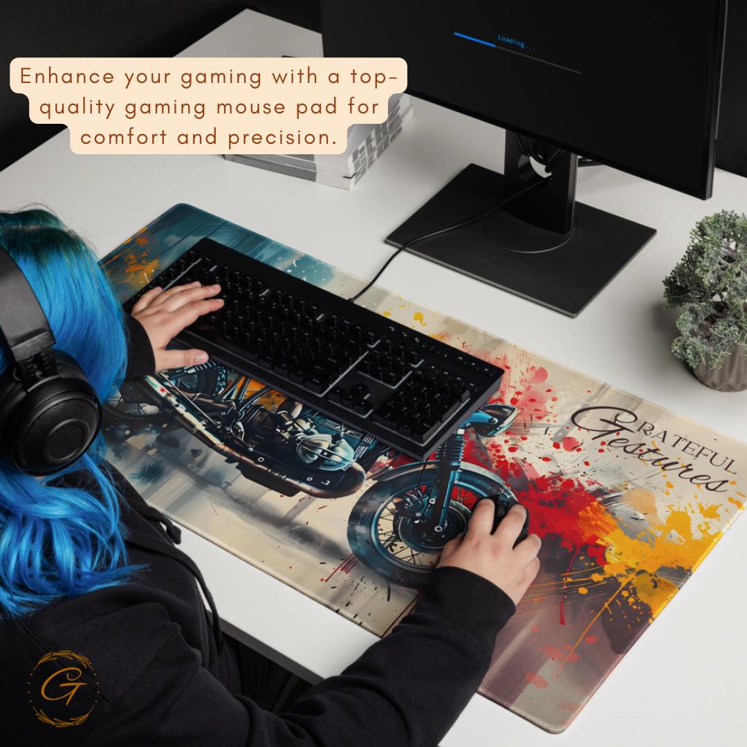 Colorful Motorcycle Design Gaming Mouse Pad