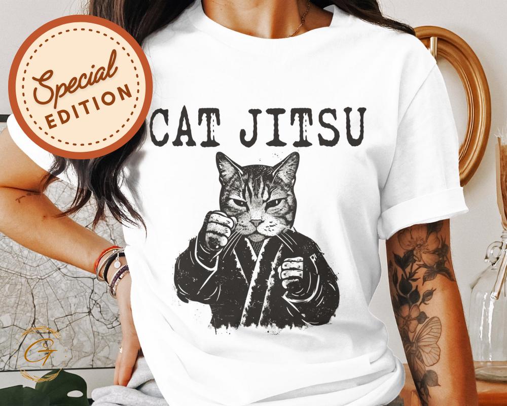 Cat Jitsu Design T-Shirt, Karate Cat Tee