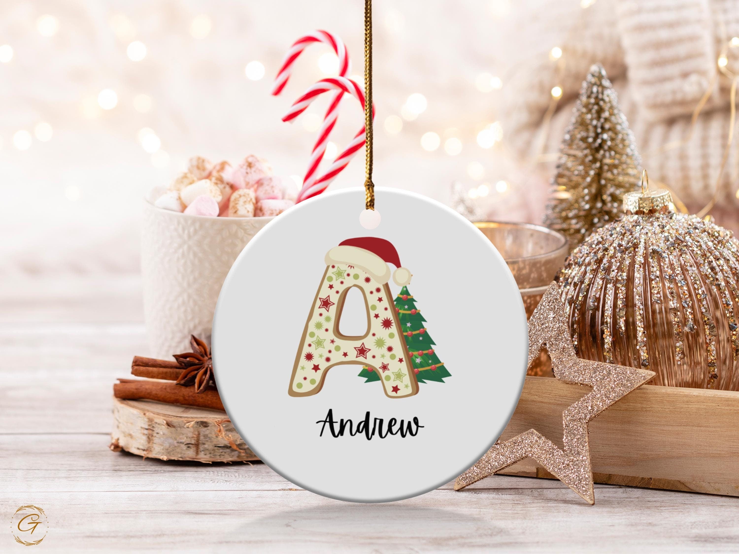 Custom Christmas Alphabet Ornament, Personalized Monogram Decoration, Holiday Initial Gift, Custom Initial Ornament, Festive Letter Ornament