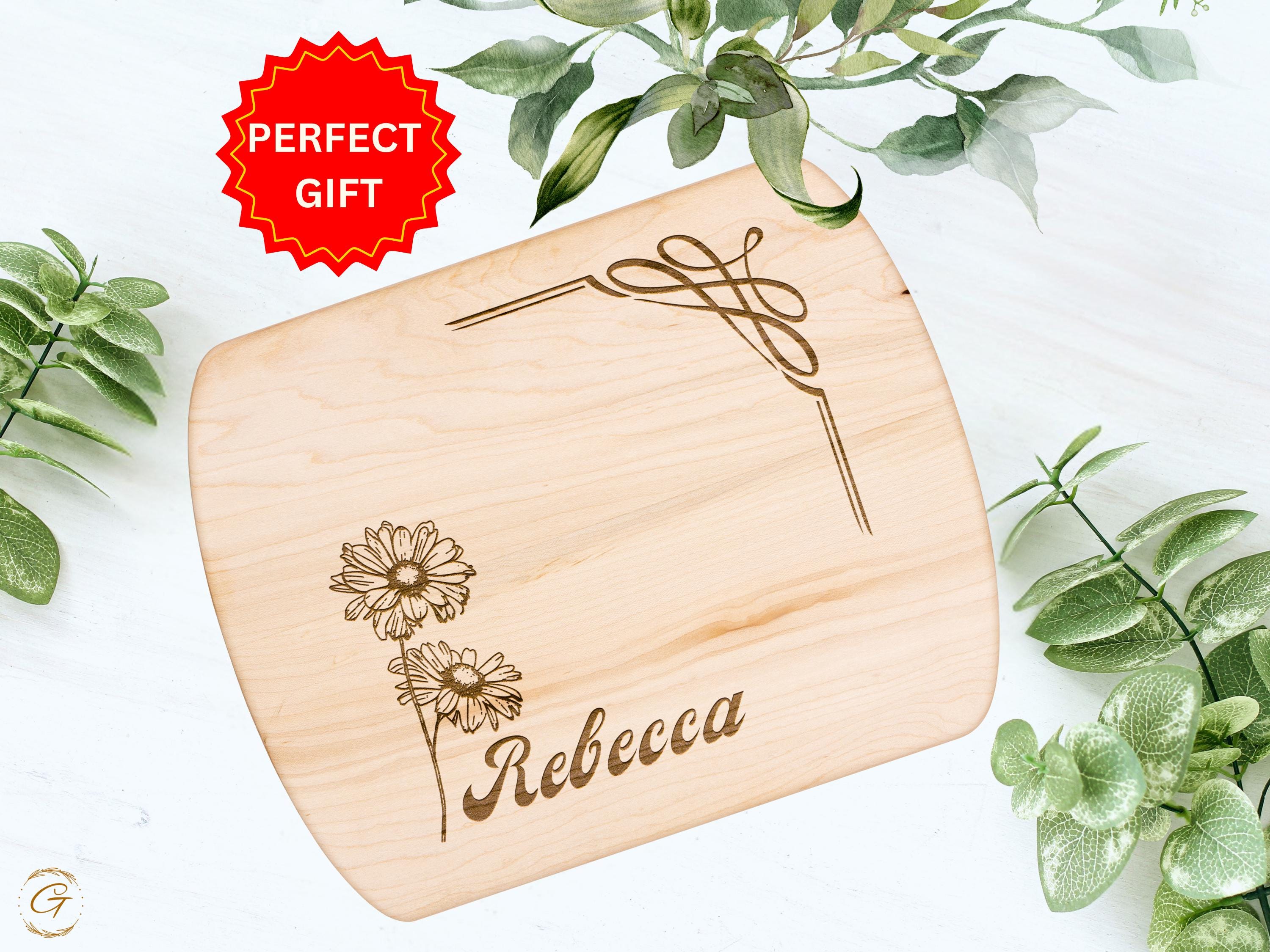 Personalized Cutting Board with Name & Daisy Flower- April Birthday Gifts