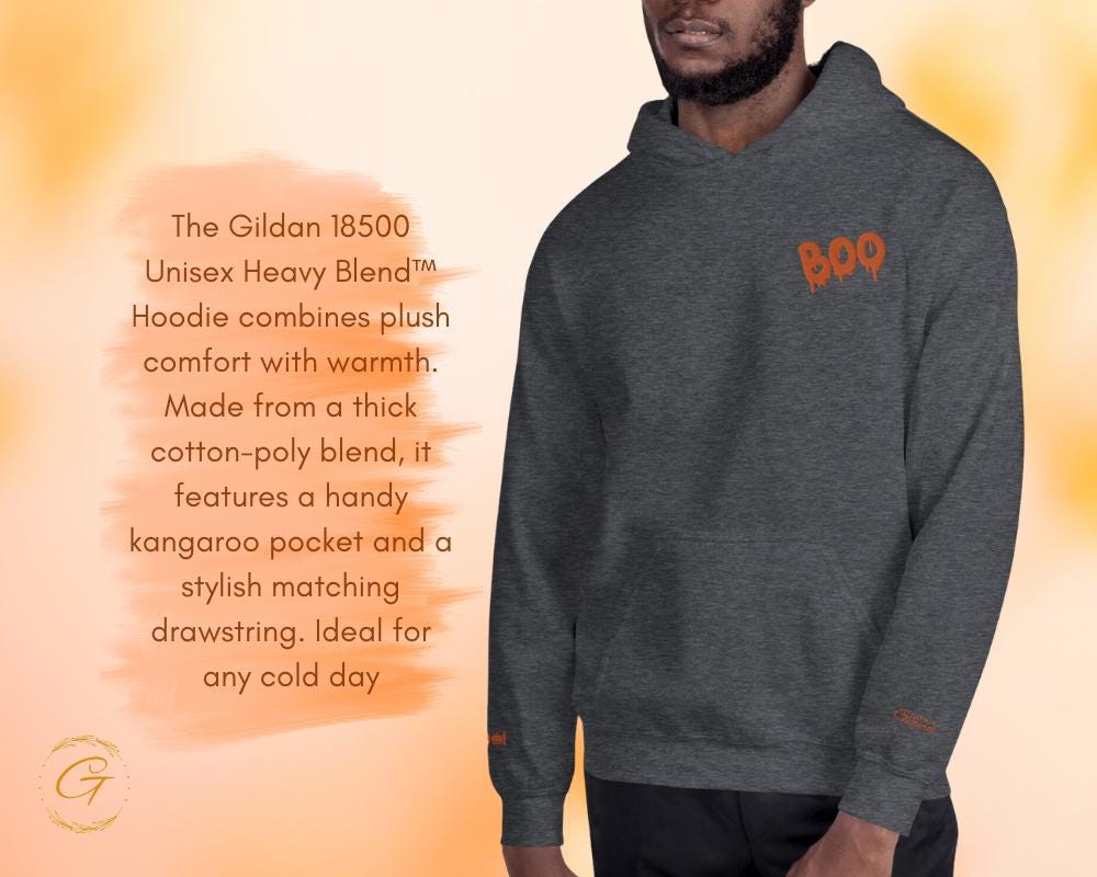 Halloween Boo Hoodie, Spooky Boo Embroidery Hooded Sweatshirt, Halloween Pullover with Boo Design, Scary Boo Hoodie Ghost Boo Hooded Sweater