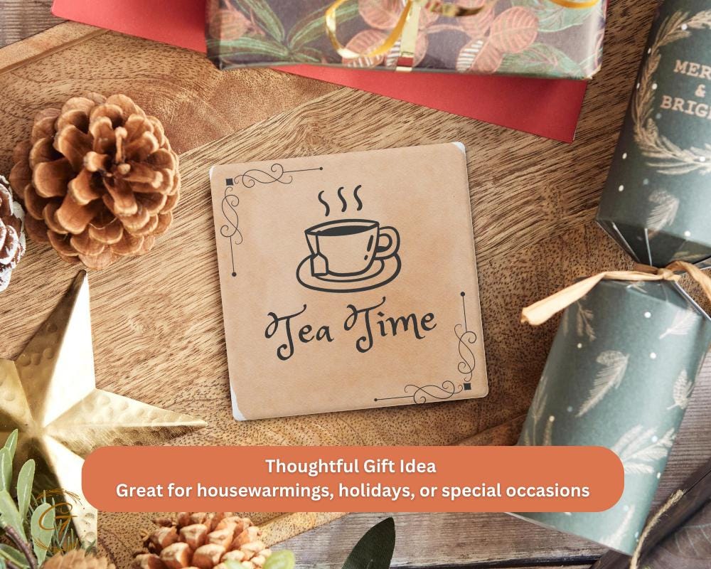 Soapstone Coaster with Tea Time Design