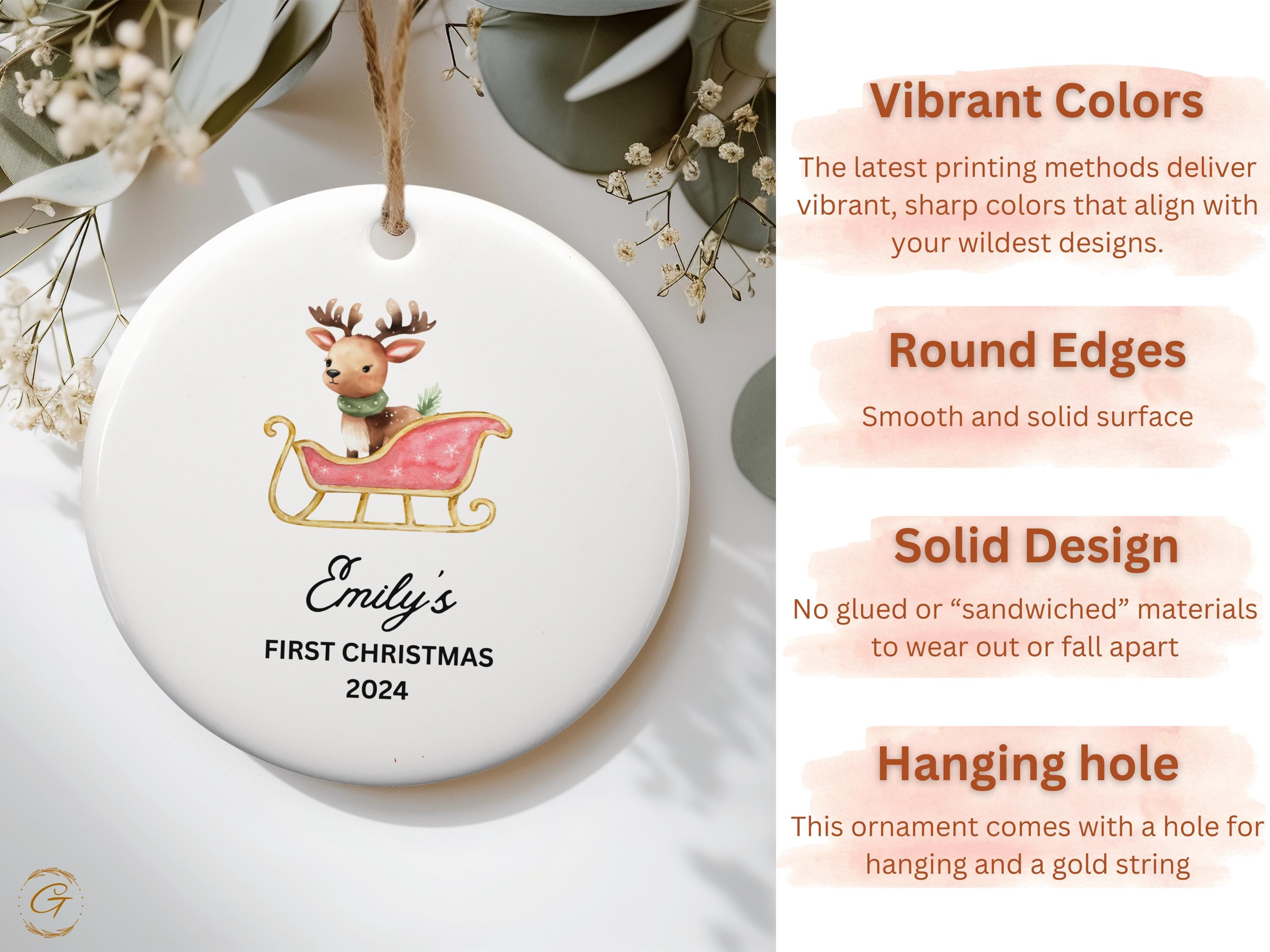 Custom Baby First Christmas Ornament 2024, Personalized Reindeer Christmas Ornament, Custom Baby Christmas Keepsake, Holiday Decoration Gift