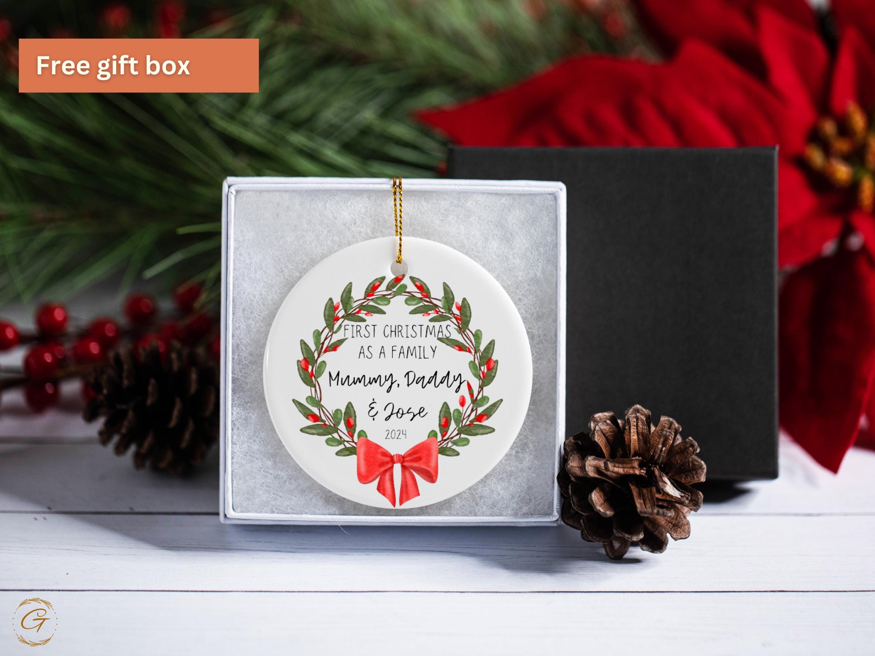 Custom First Christmas Family Ornament Wreath 2024