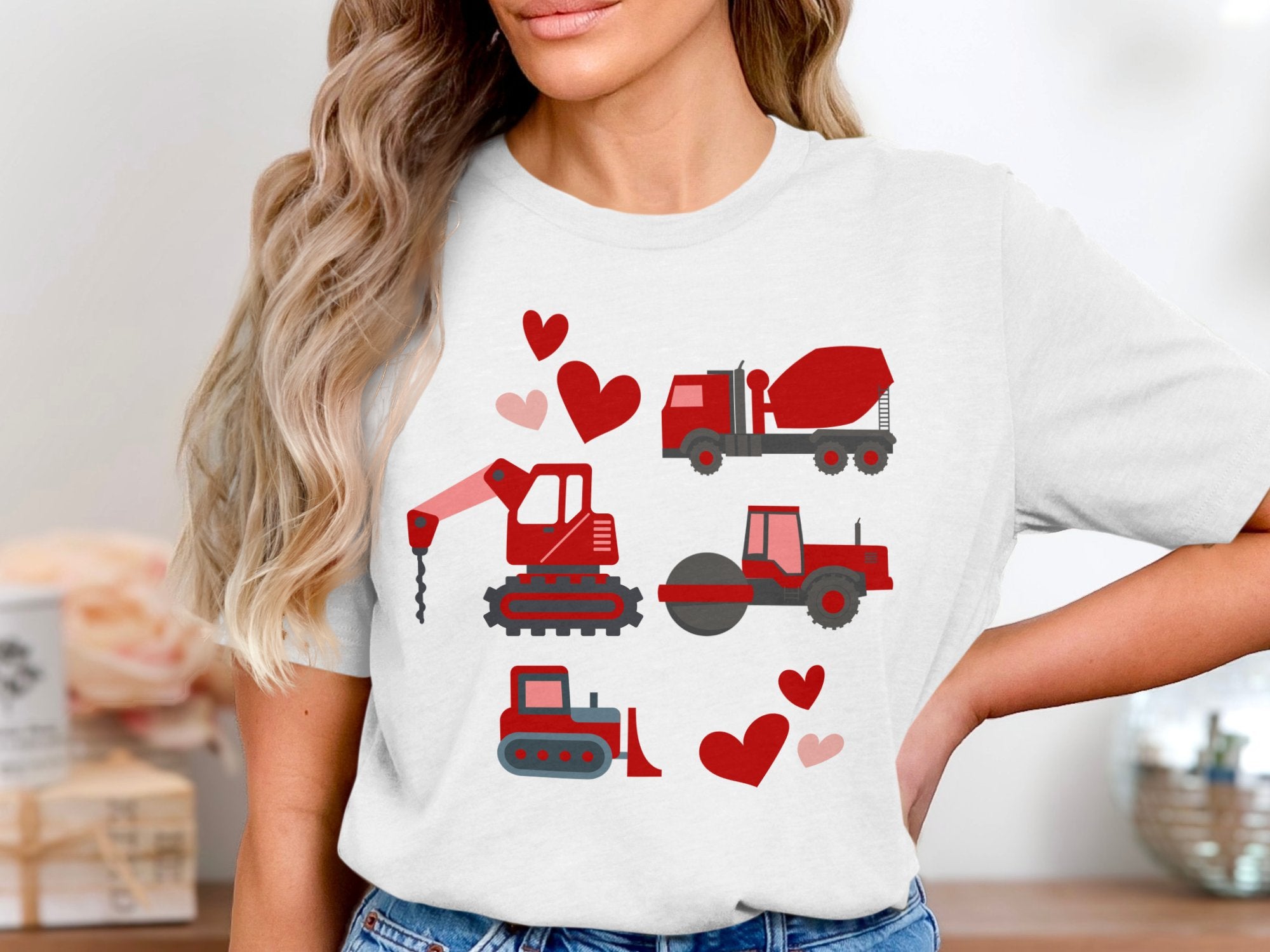 Cute Construction Vehicles and Hearts T-Shirt product type