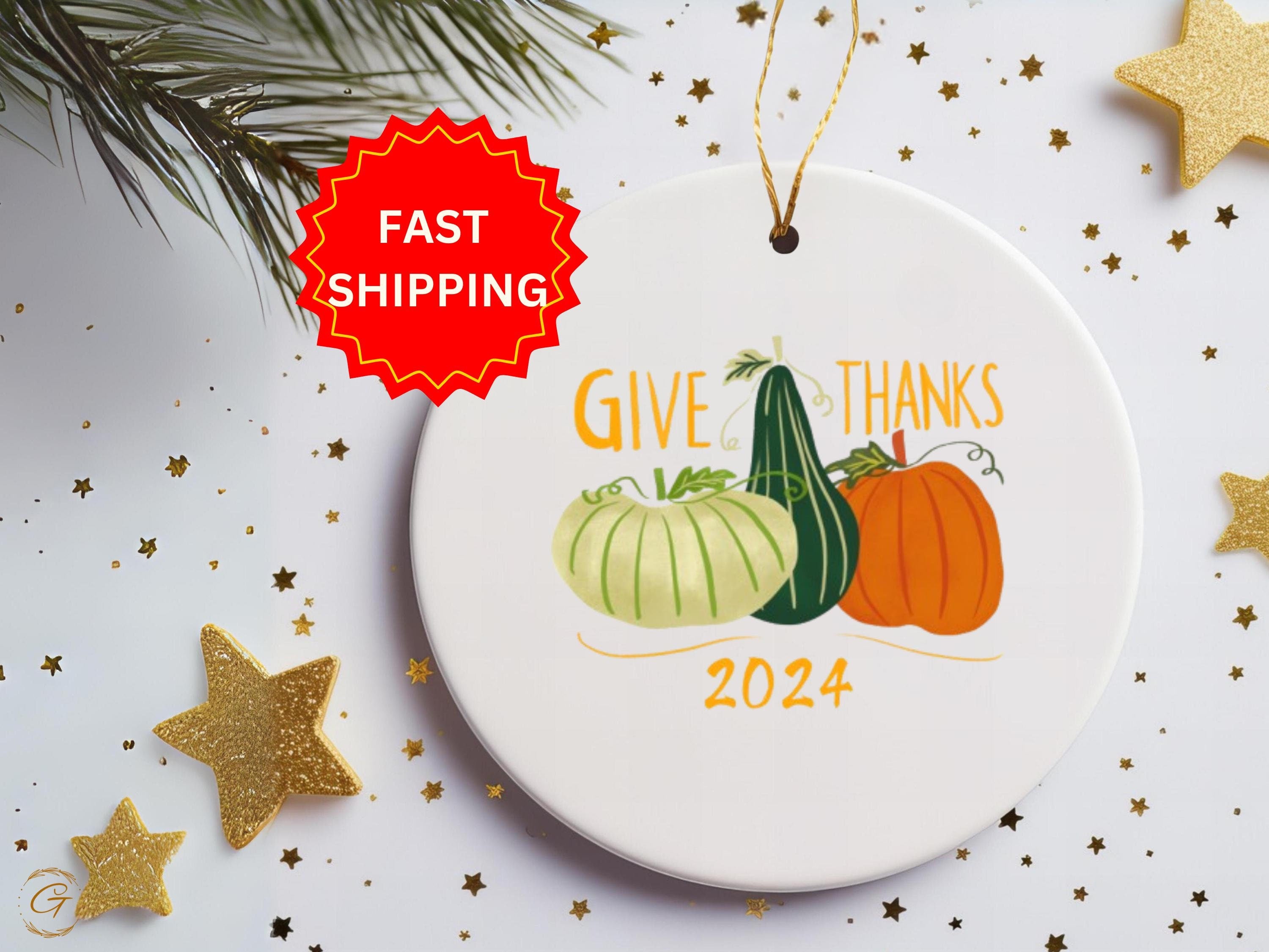 Thanksgiving Holiday Ornament, Give Thanks 2024 Decoration, Fall Holiday Decor, Autumn Harvest, Festive Pumpkin Ornament, Fall Seasonal Gift